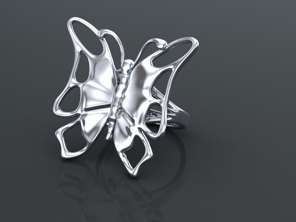 Butterfly ring 3D print model_4