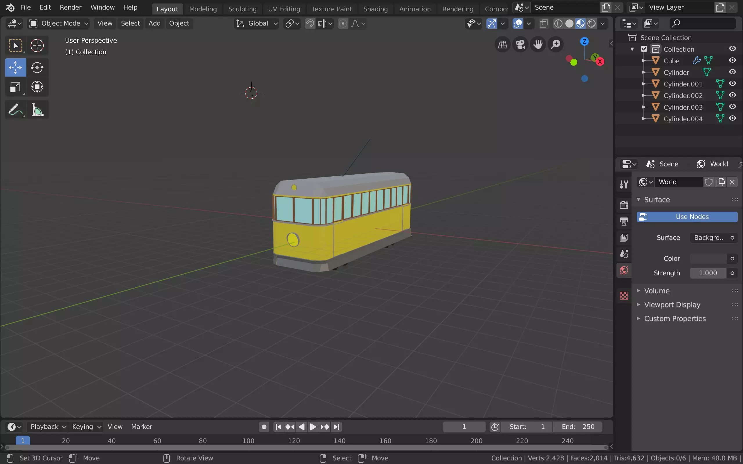 Tram low poly Free 3D model