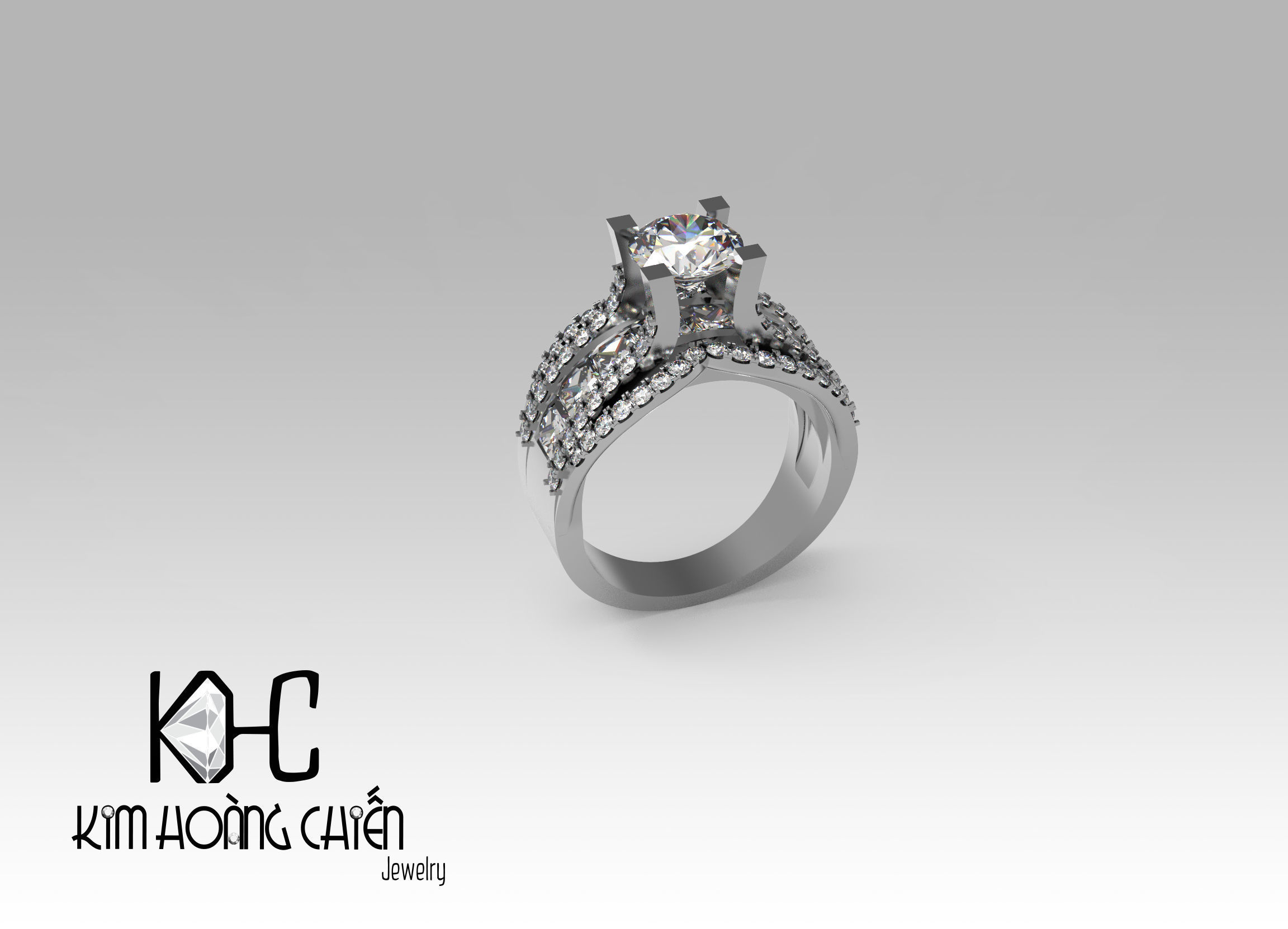 Rings-0456-3dm with diamond -1 Files 3D print model 3D print model_8
