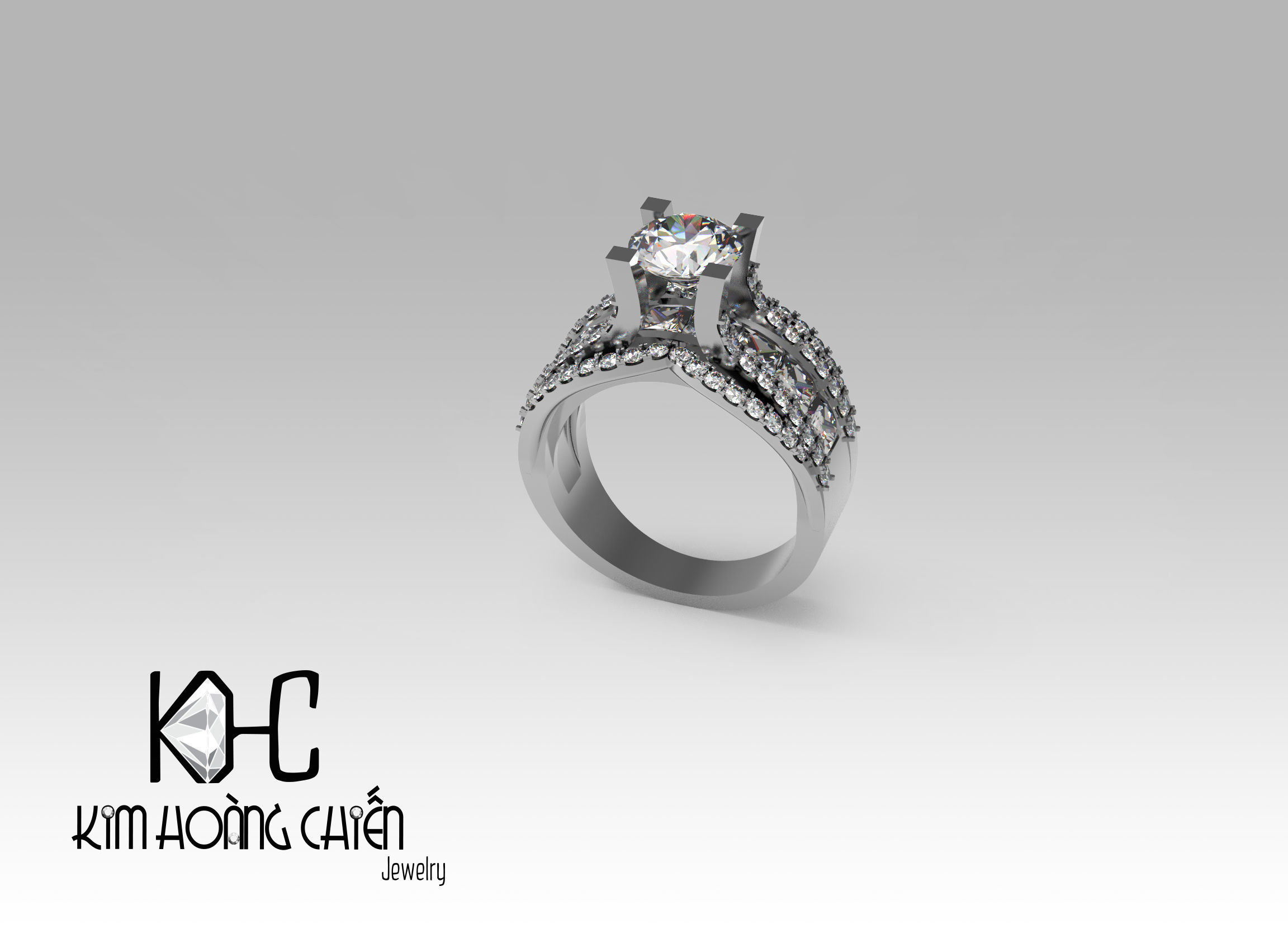 Rings-0456-3dm with diamond -1 Files 3D print model 3D print model_7