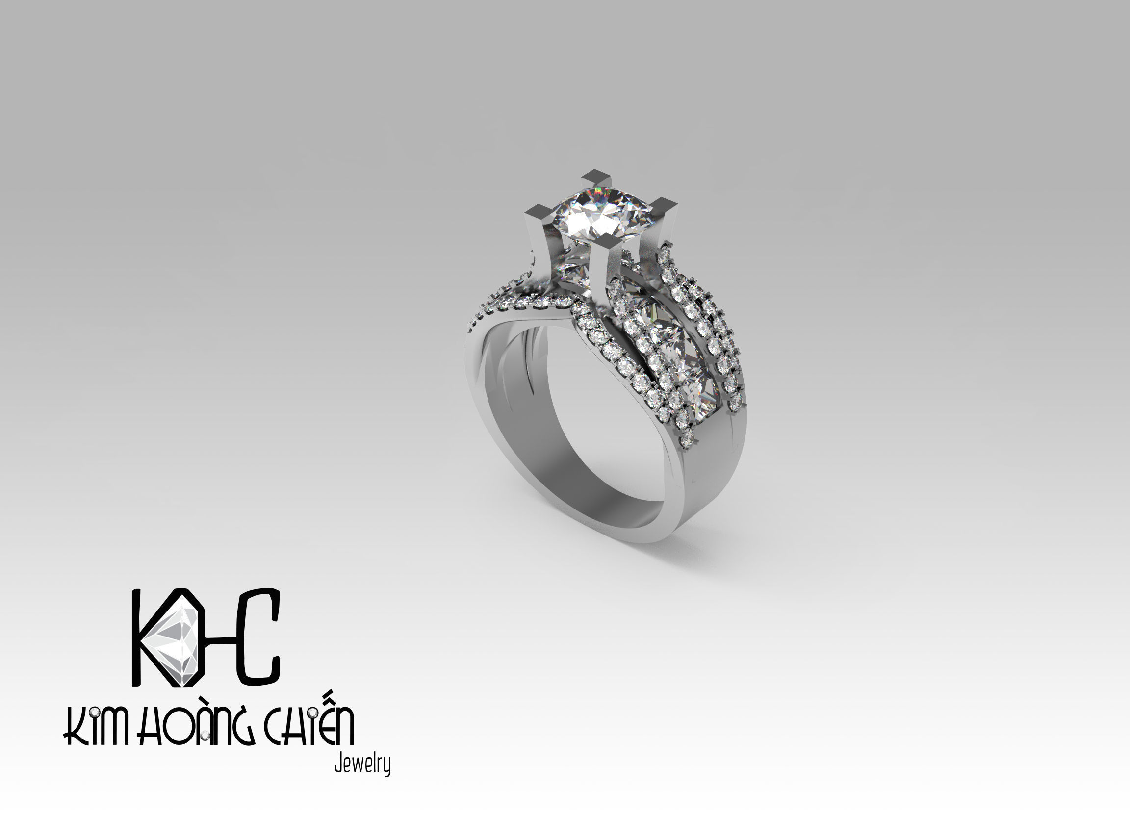 Rings-0456-3dm with diamond -1 Files 3D print model 3D print model_4