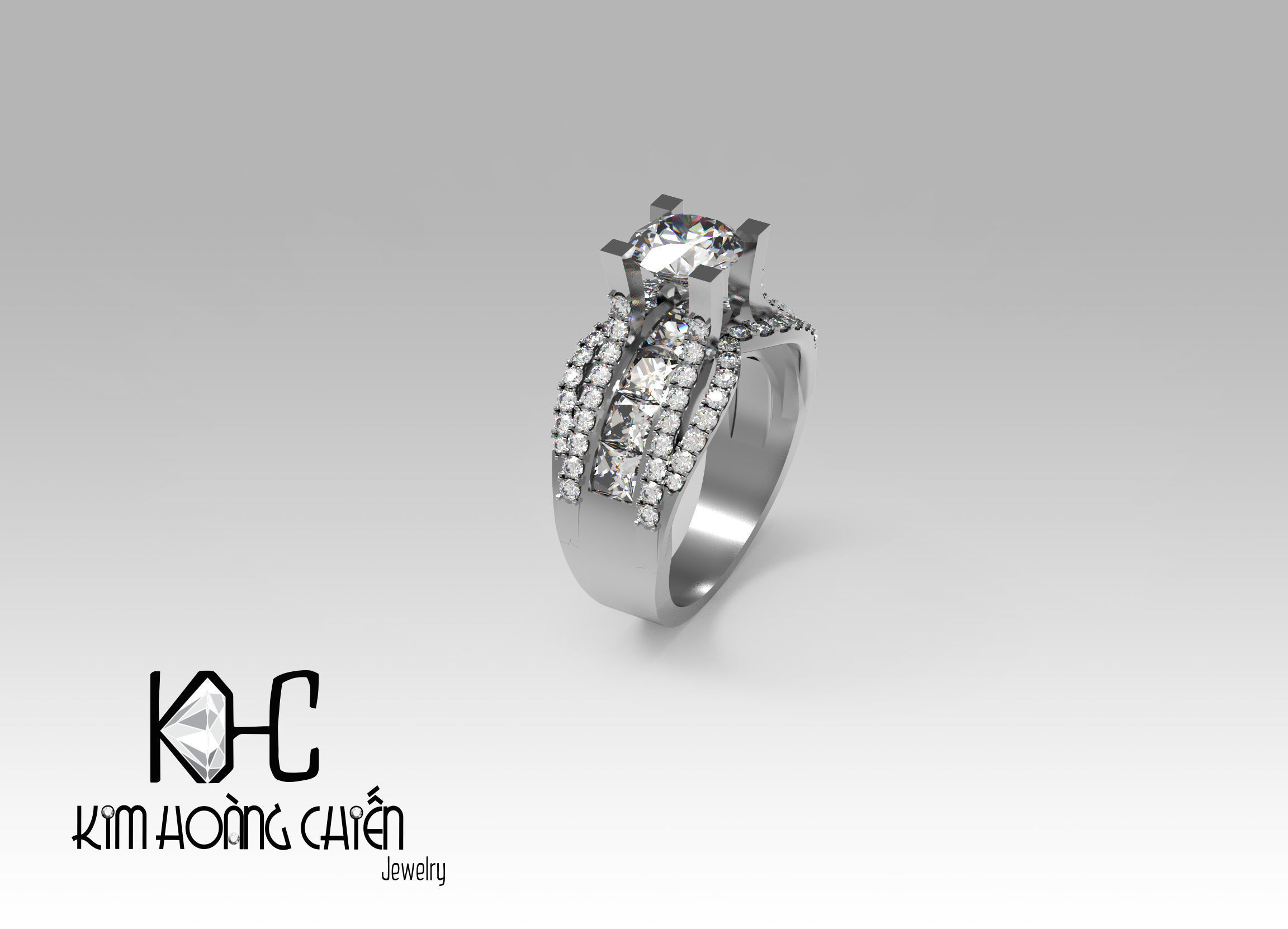 Rings-0456-3dm with diamond -1 Files 3D print model 3D print model_5