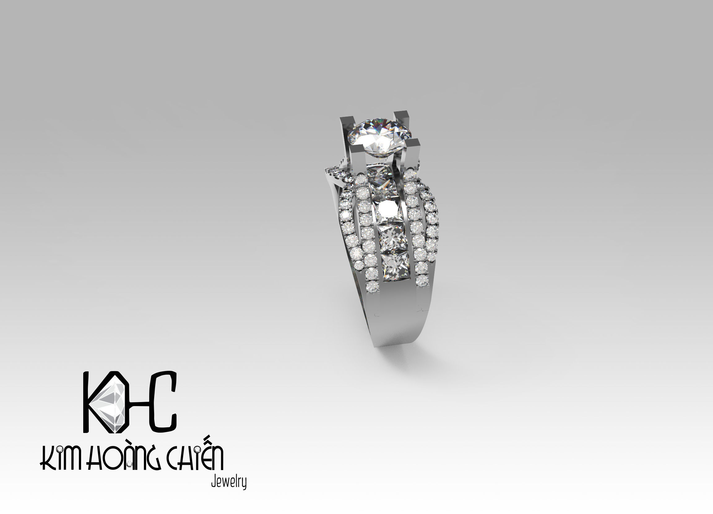 Rings-0456-3dm with diamond -1 Files 3D print model 3D print model_2