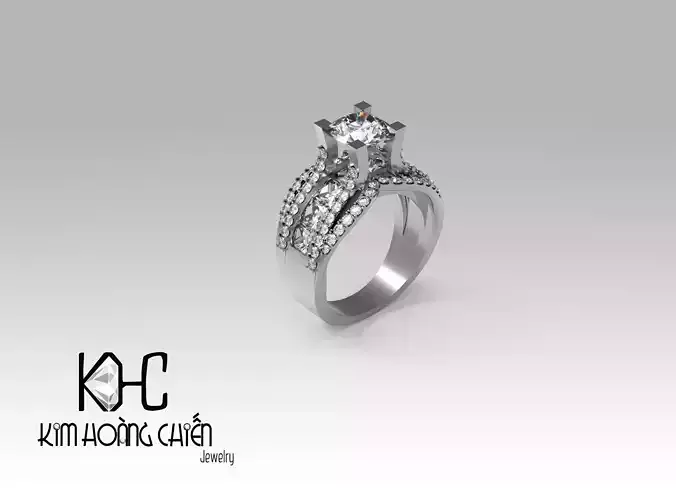 Rings-0456-3dm with diamond -1 Files 3D print model 3D print model