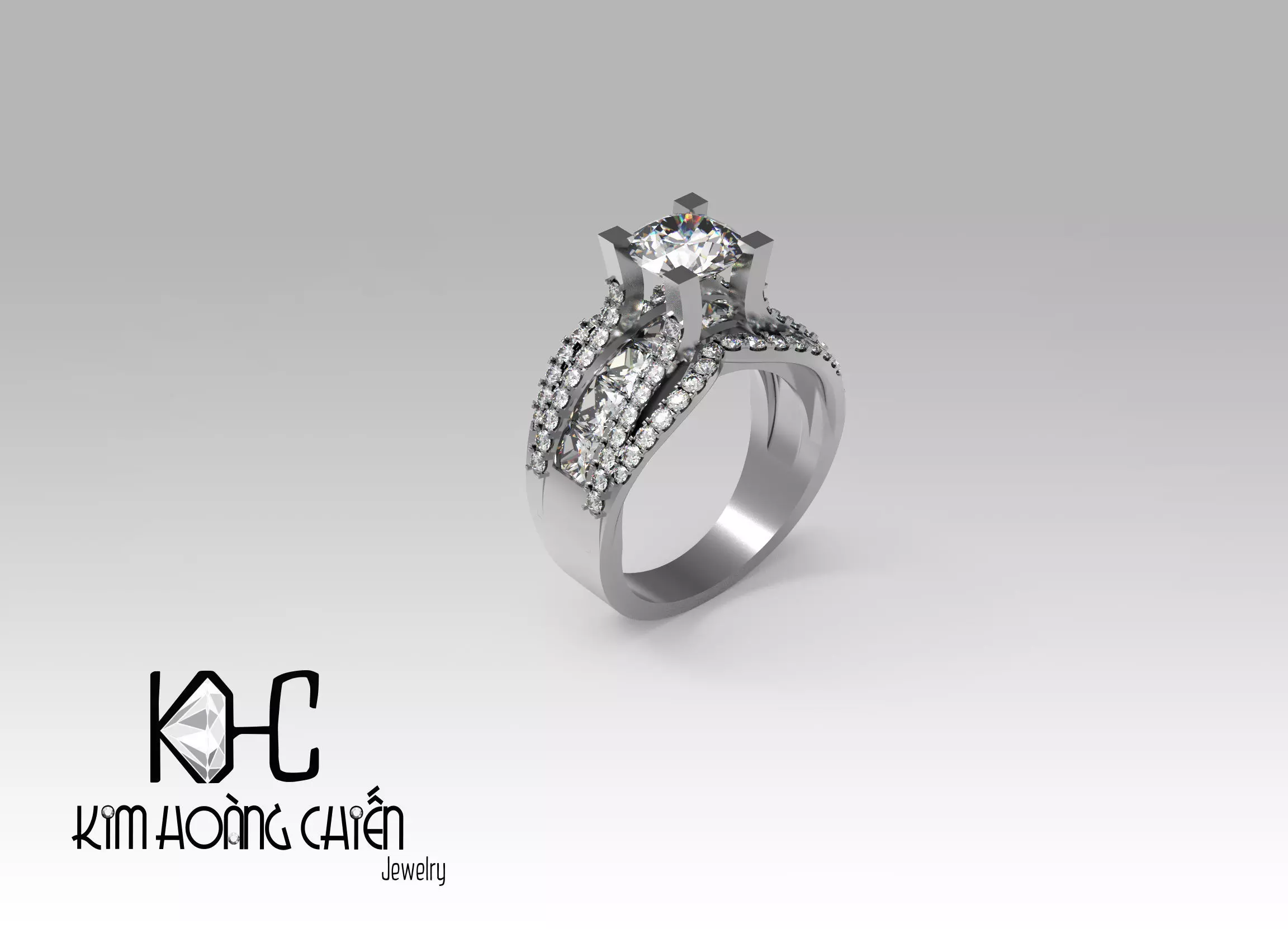 Rings-0456-3dm with diamond -1 Files 3D print model 3D print model_0
