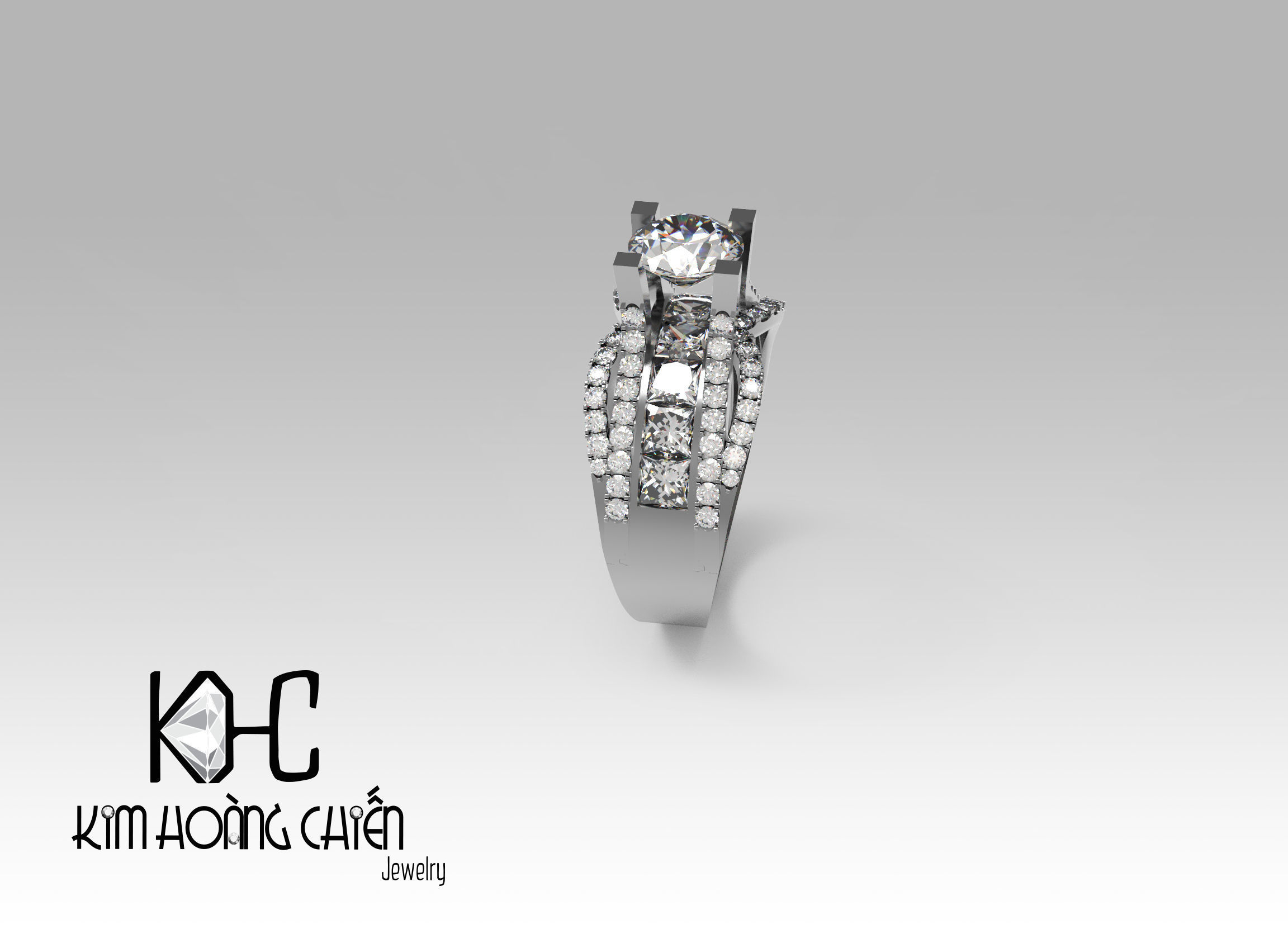 Rings-0456-3dm with diamond -1 Files 3D print model 3D print model_6