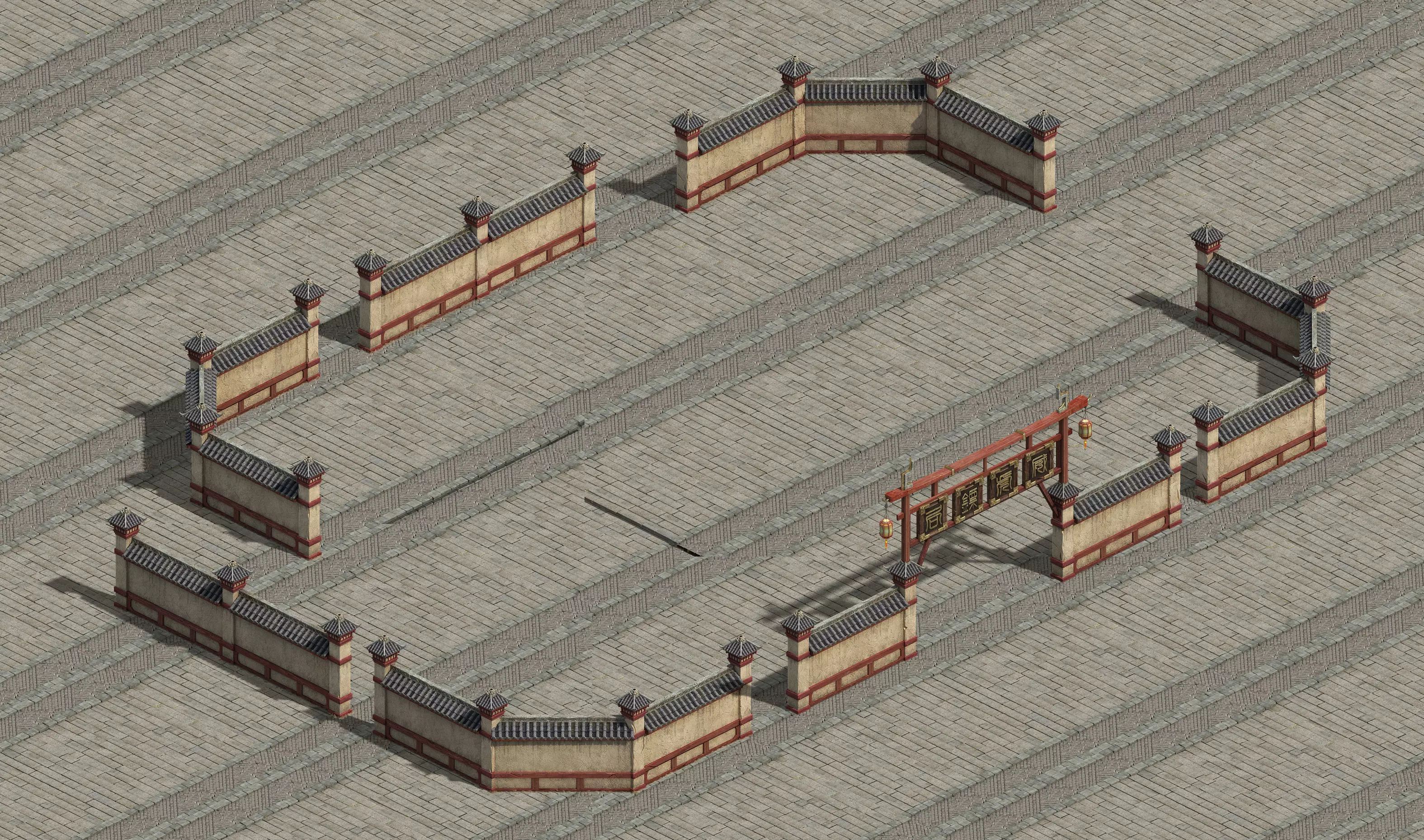 Wangcheng Escort - the fence - the door 3D model