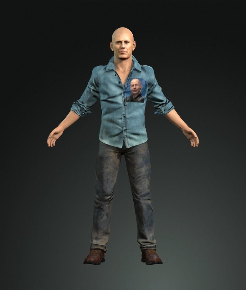 Character design for actor Bruce Willis 3D model_2