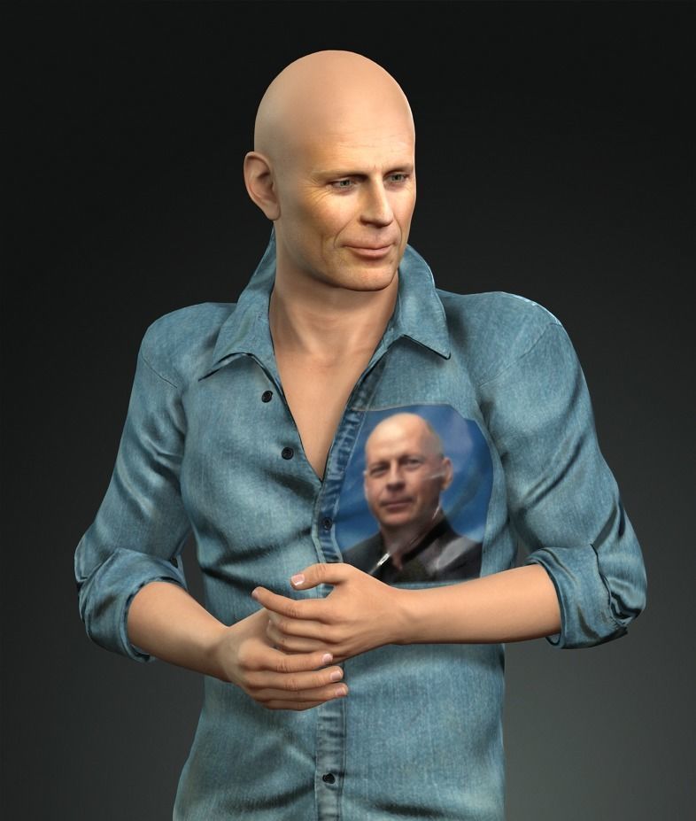 Character design for actor Bruce Willis 3D model_4