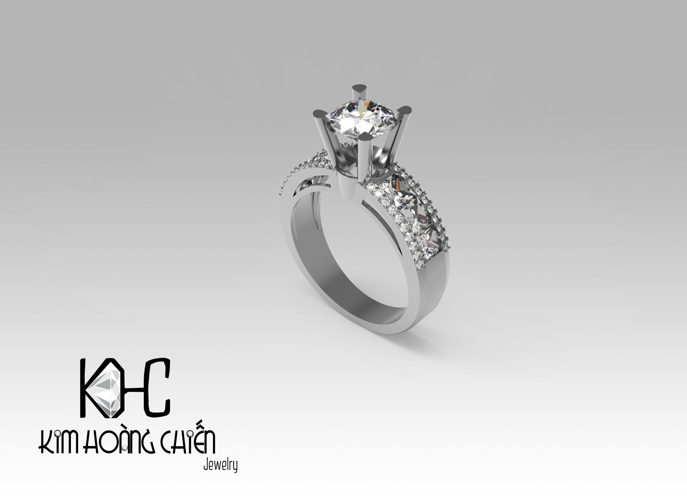 Rings-0462-3dm with diamond -1 Files 3D print model  3D print model_5