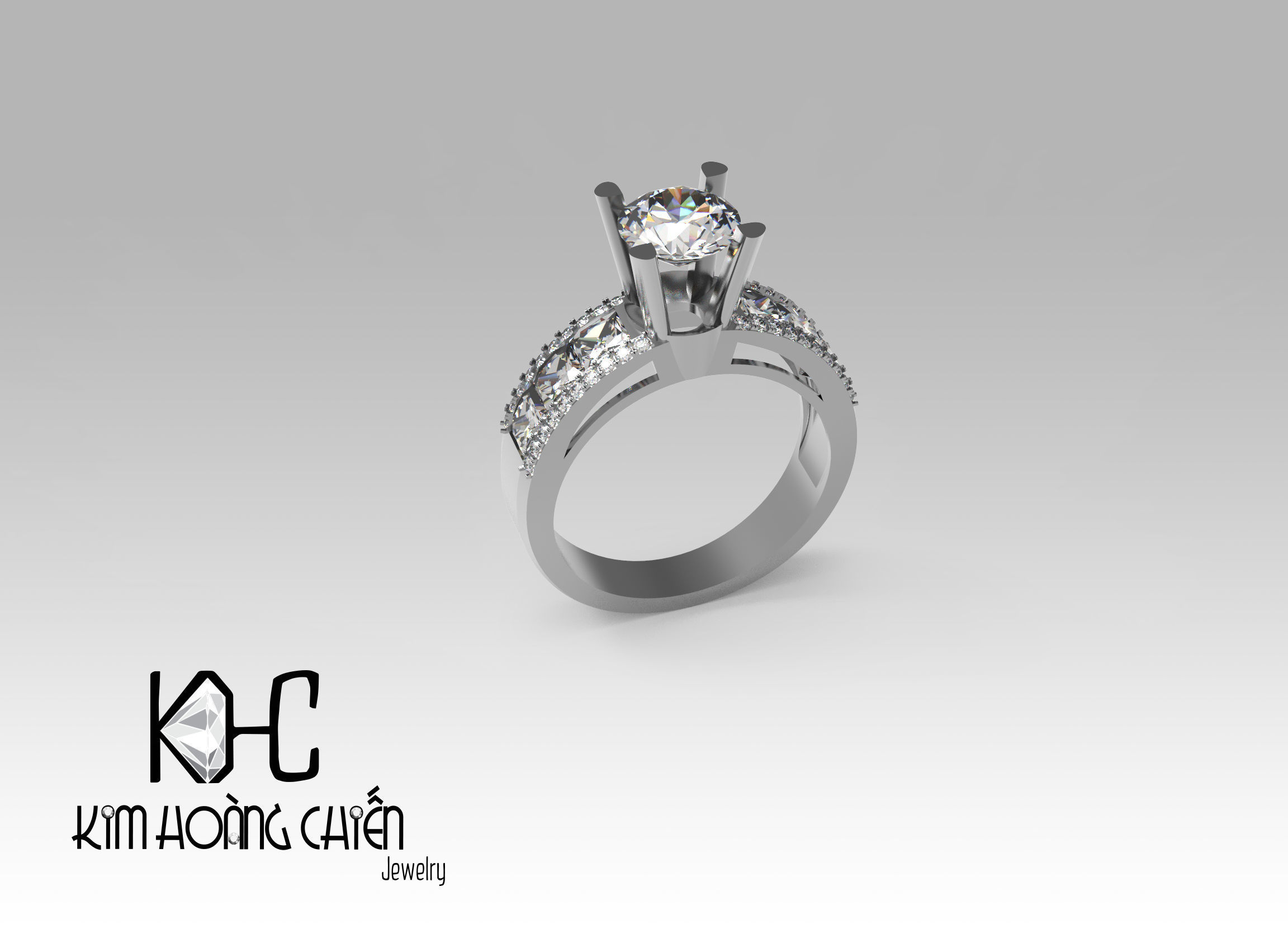 Rings-0462-3dm with diamond -1 Files 3D print model  3D print model_6