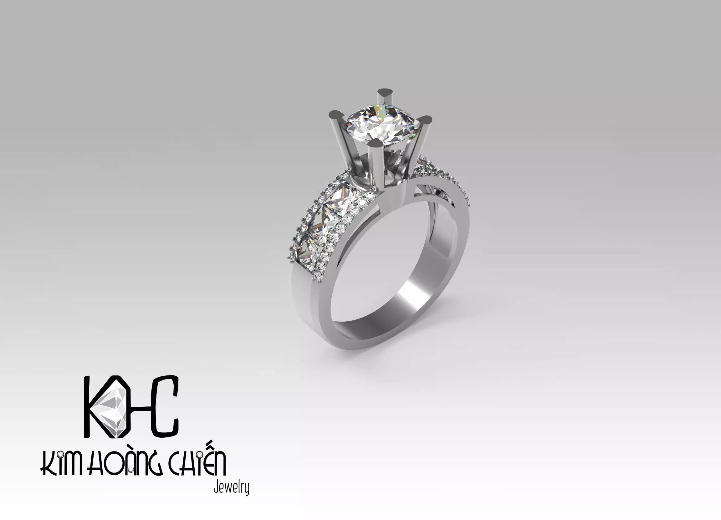 Rings-0462-3dm with diamond -1 Files 3D print model  3D print model_0