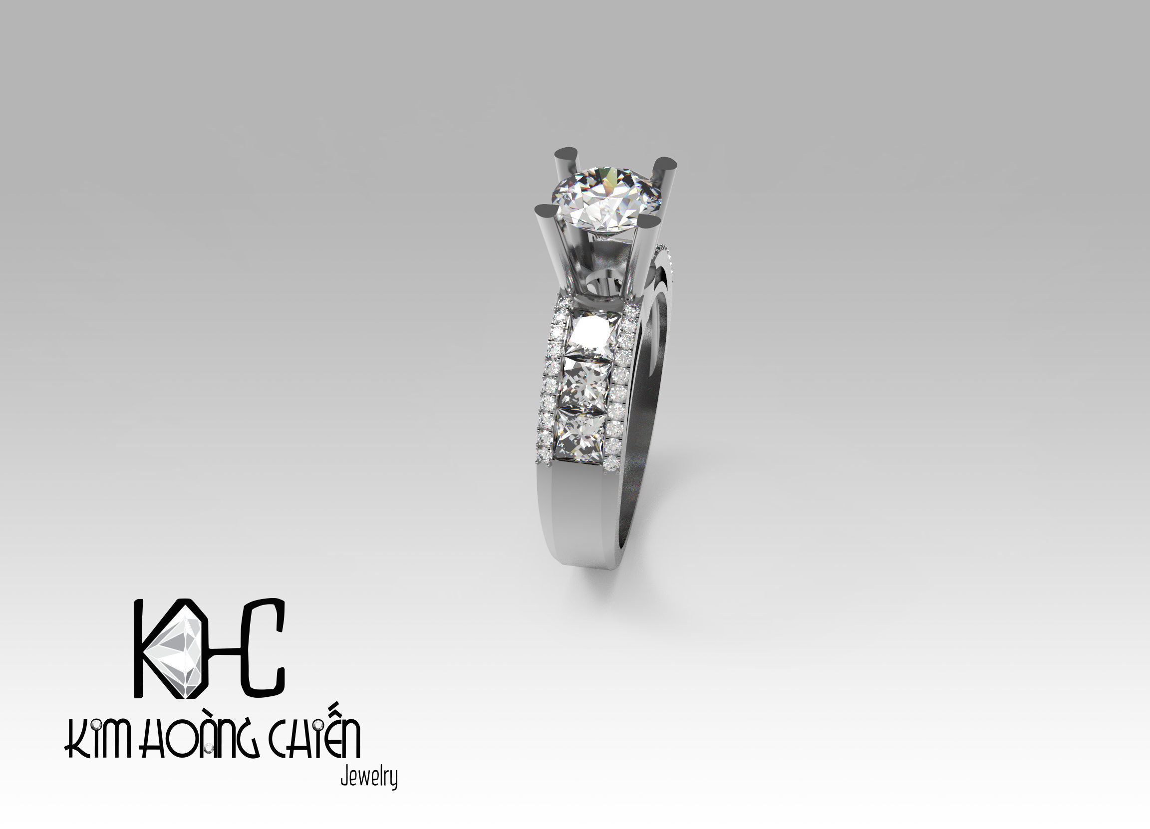 Rings-0462-3dm with diamond -1 Files 3D print model  3D print model_3