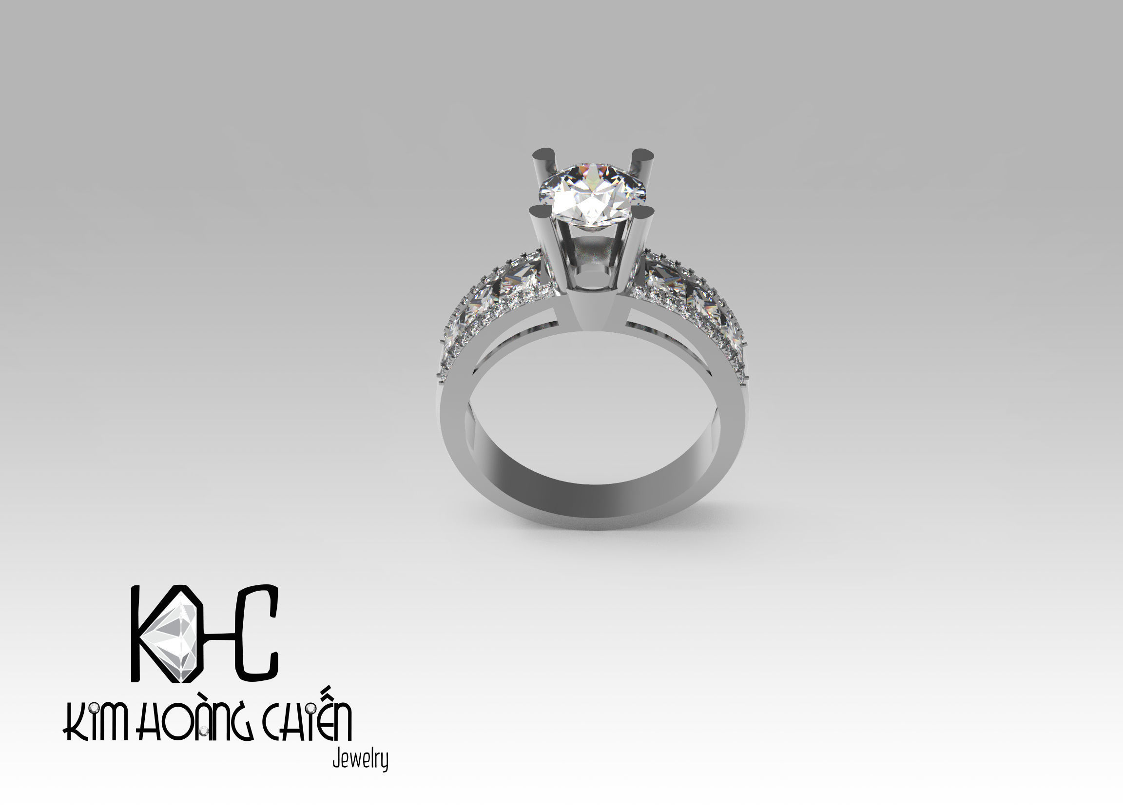 Rings-0462-3dm with diamond -1 Files 3D print model  3D print model_2