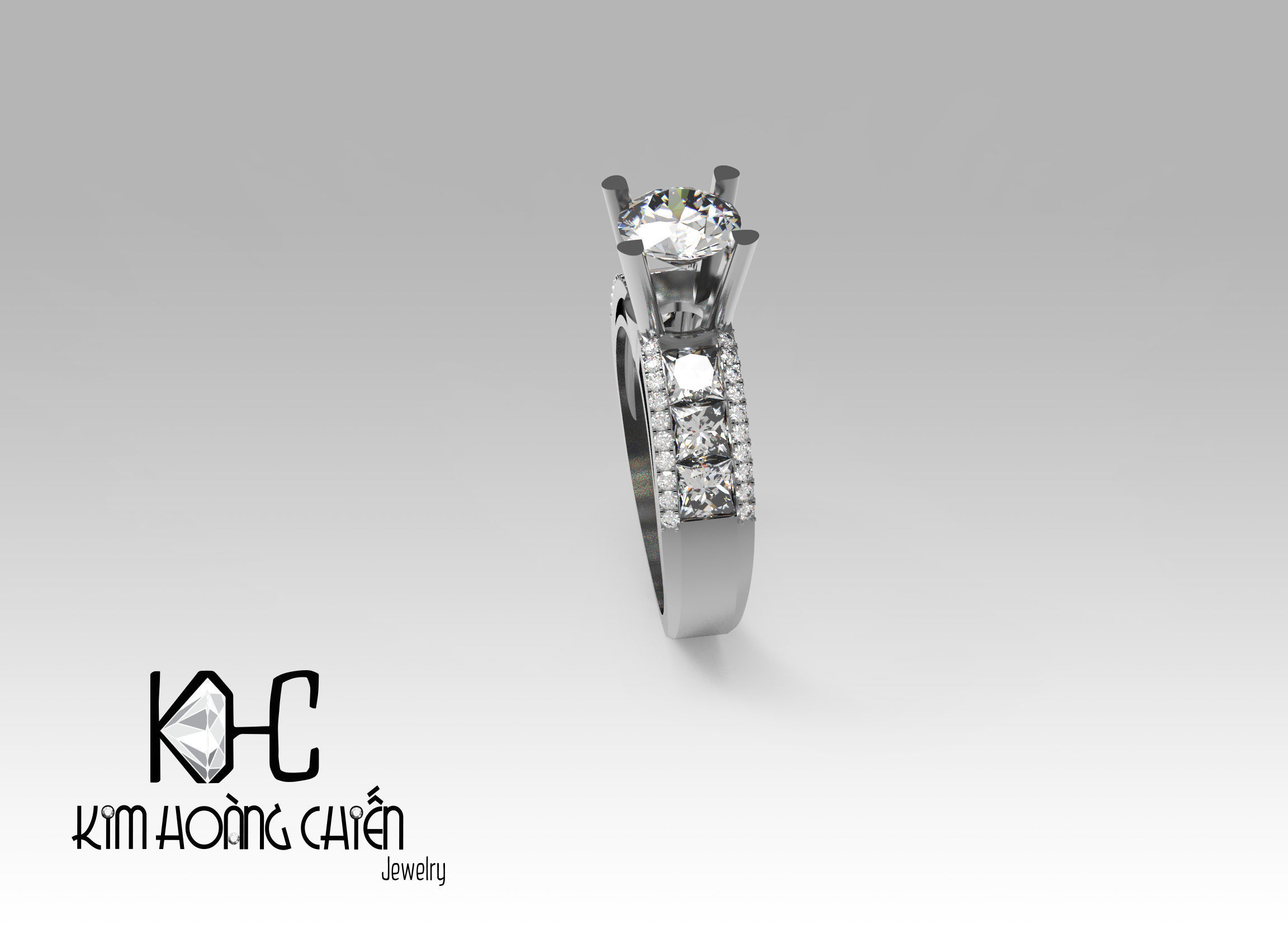 Rings-0462-3dm with diamond -1 Files 3D print model  3D print model_4