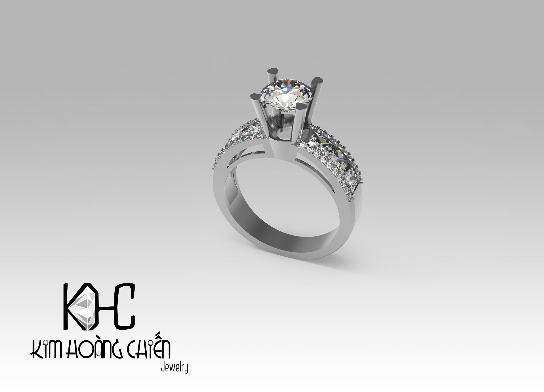 Rings-0462-3dm with diamond -1 Files 3D print model  3D print model_9