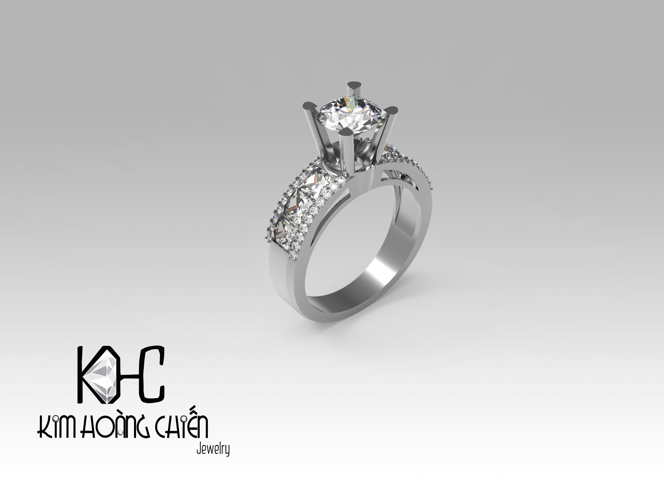 Rings-0462-3dm with diamond -1 Files 3D print model  3D print model_1