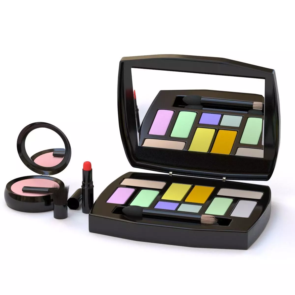 Makeup Set kit Low-poly 3D model_0