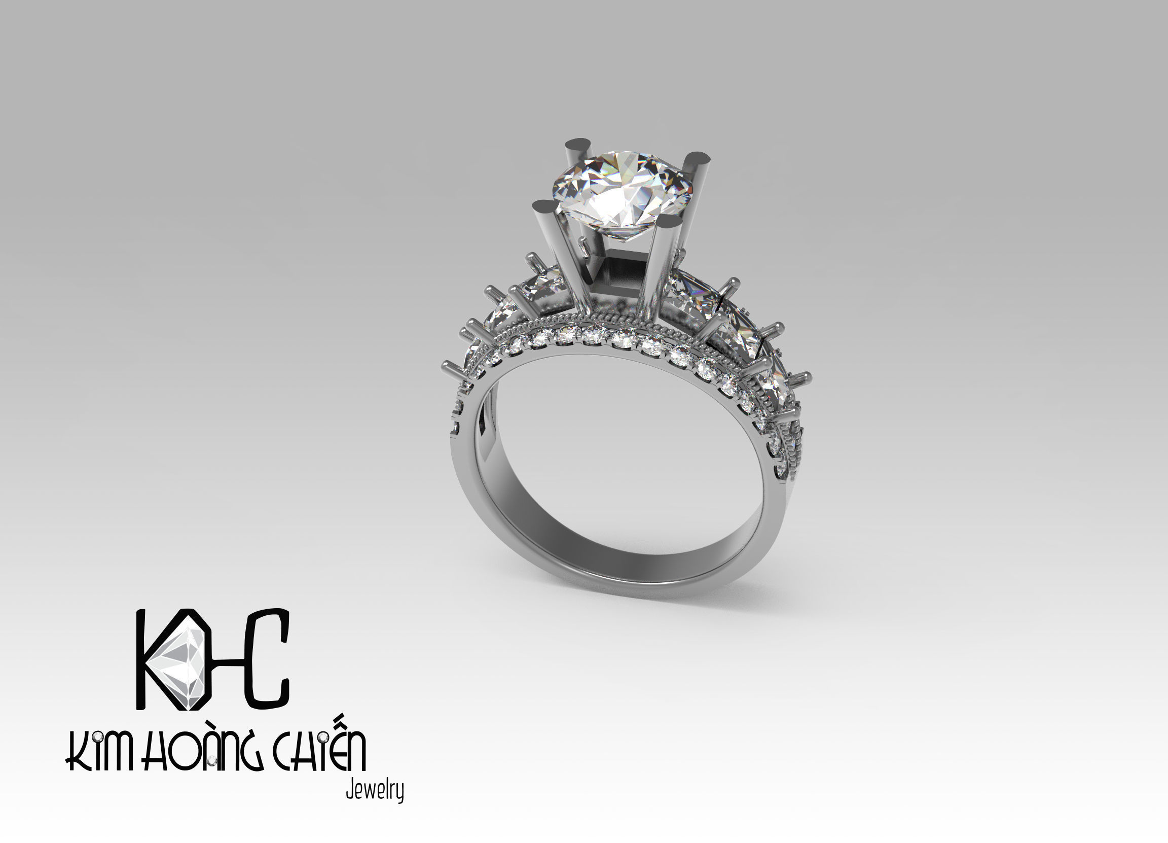 Rings-0488 -3dm with diamond -1 Files 3D print model  3D print model_9