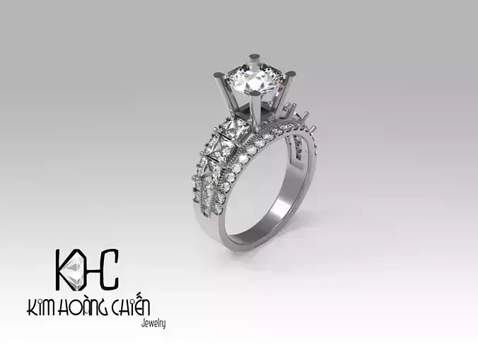 Rings-0488 -3dm with diamond -1 Files 3D print model  3D print model