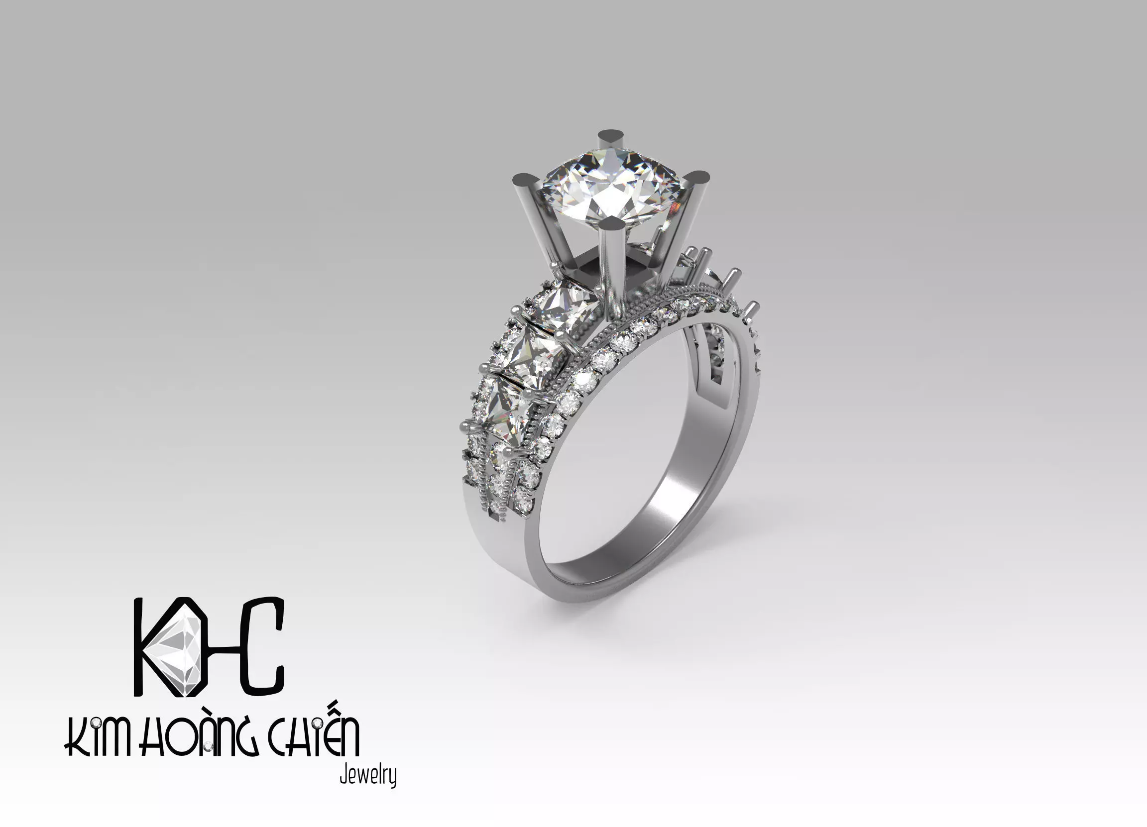 Rings-0488 -3dm with diamond -1 Files 3D print model  3D print model_0