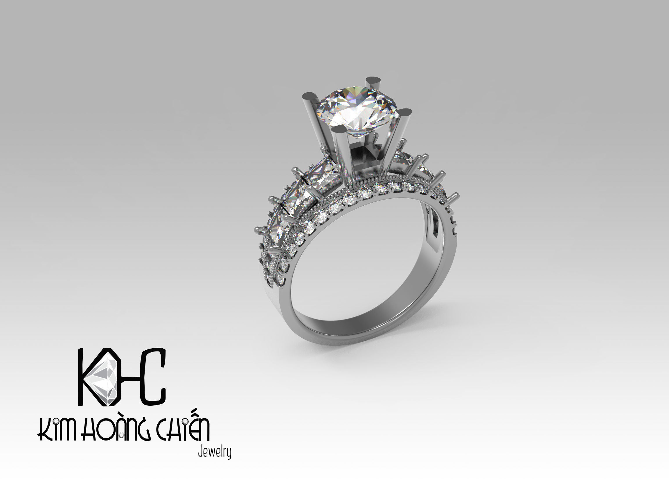 Rings-0488 -3dm with diamond -1 Files 3D print model  3D print model_5