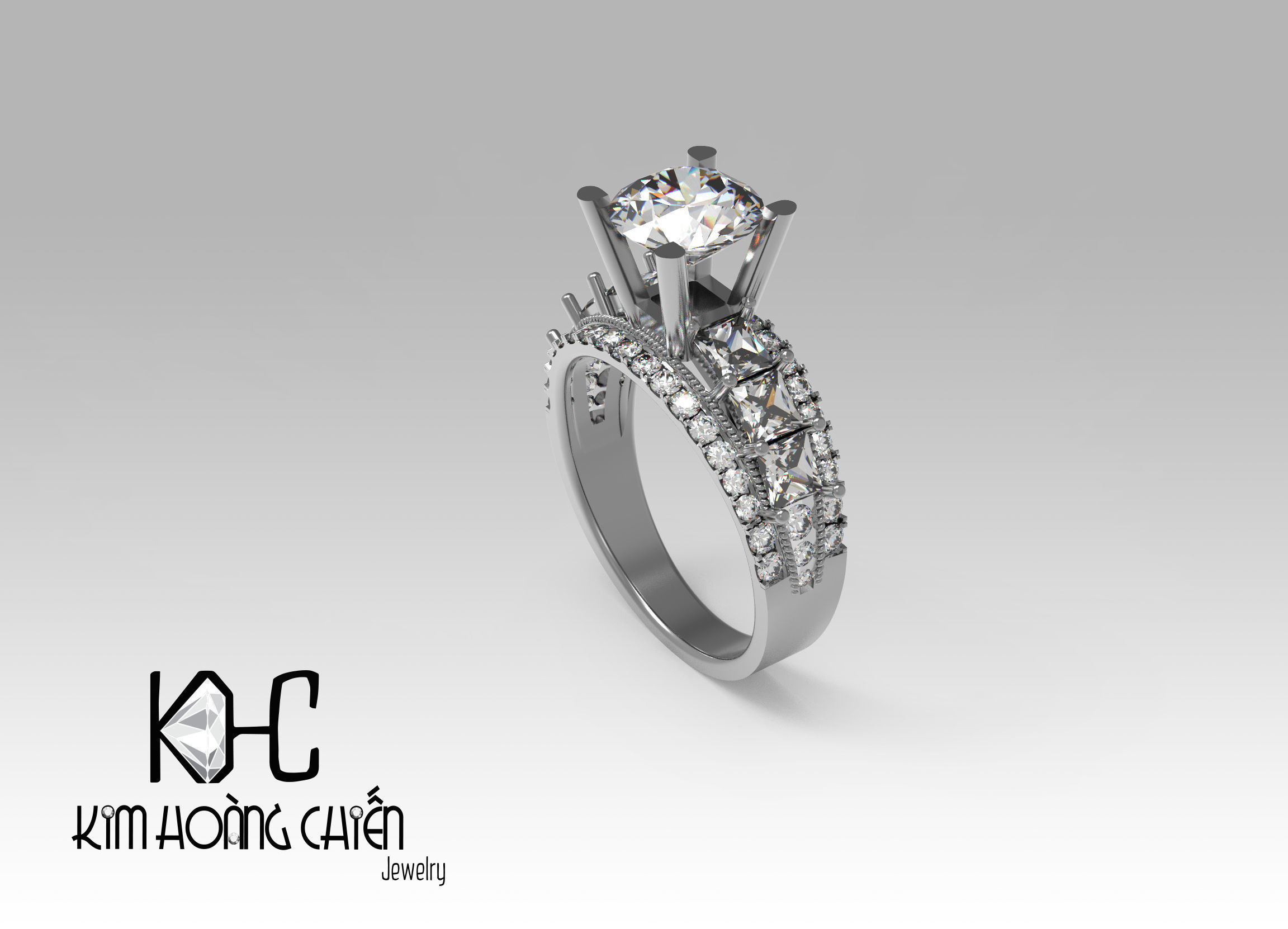 Rings-0488 -3dm with diamond -1 Files 3D print model  3D print model_8