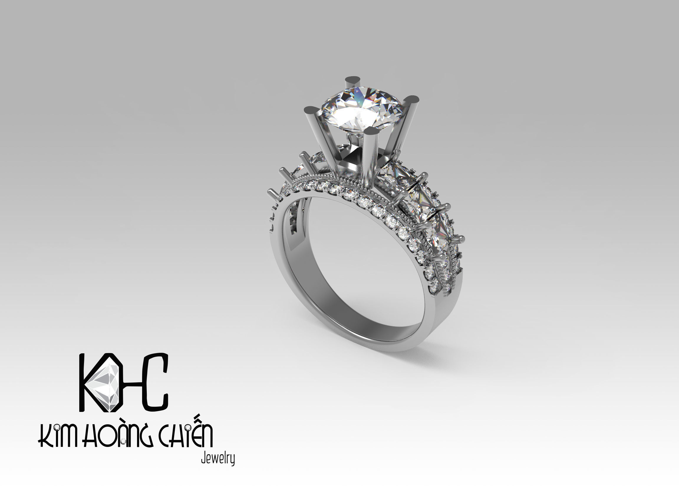 Rings-0488 -3dm with diamond -1 Files 3D print model  3D print model_3