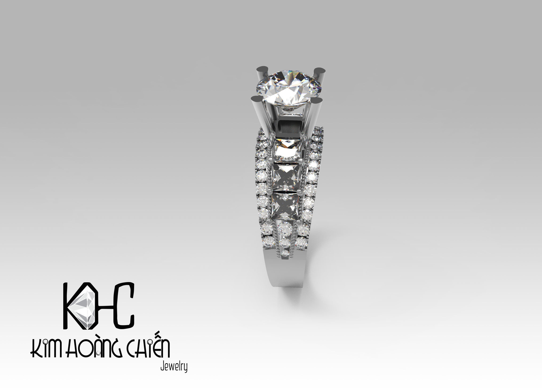 Rings-0488 -3dm with diamond -1 Files 3D print model  3D print model_7