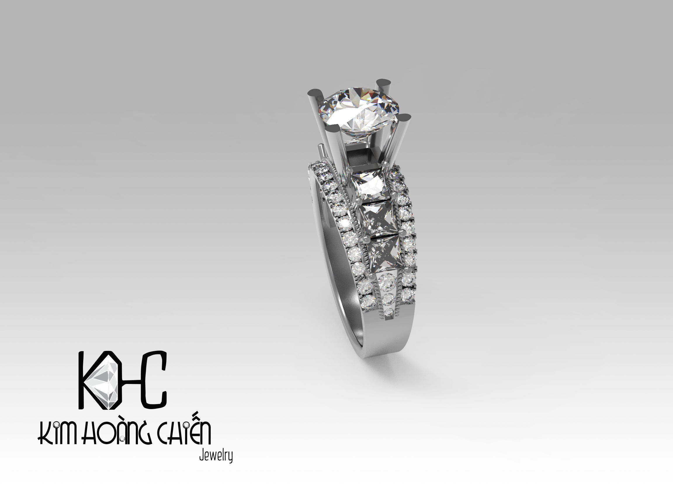 Rings-0488 -3dm with diamond -1 Files 3D print model  3D print model_6