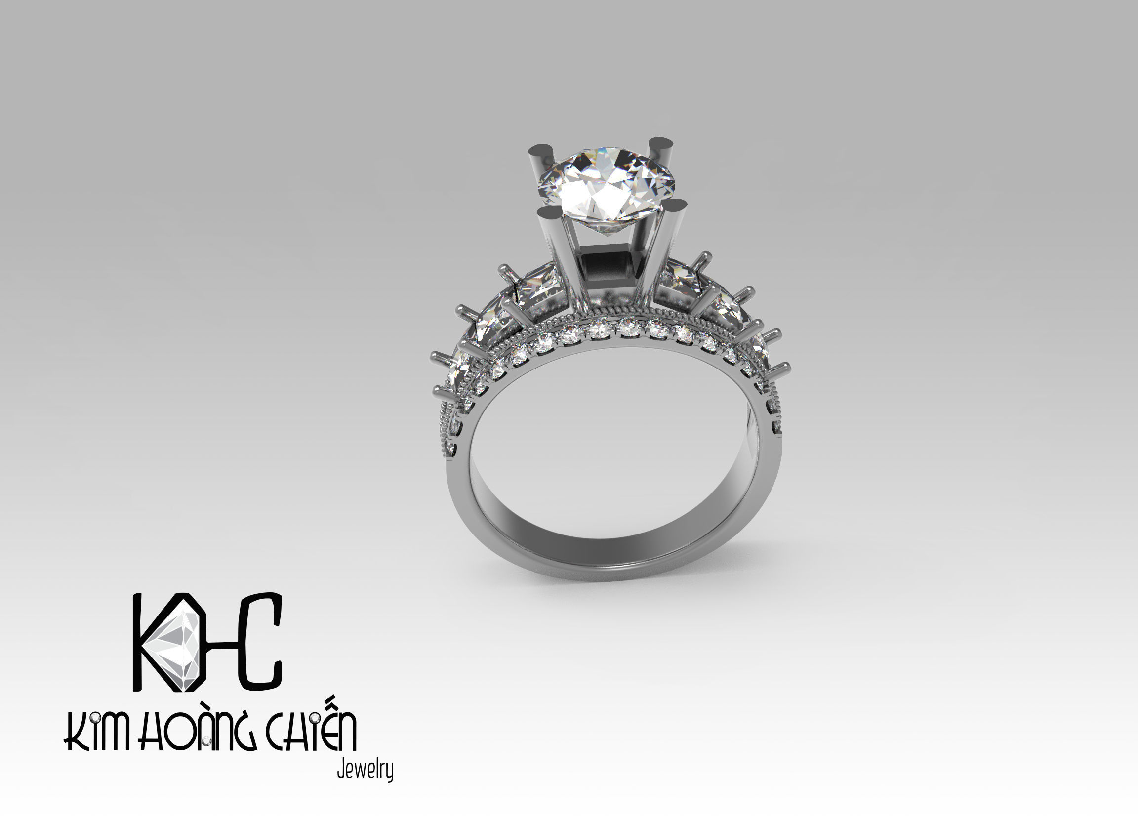 Rings-0488 -3dm with diamond -1 Files 3D print model  3D print model_1
