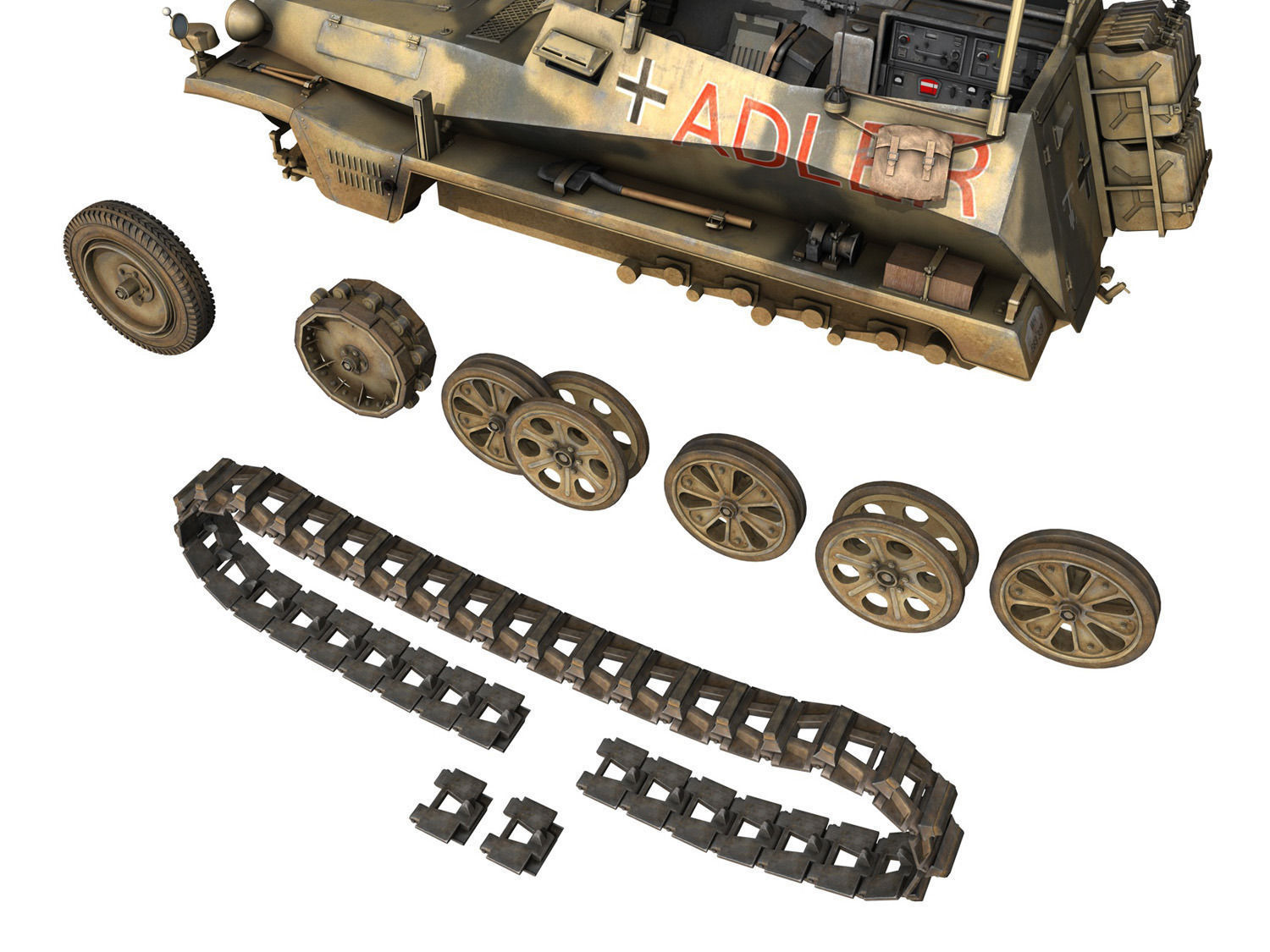 SD KFZ 250 3 - Adler - Halftrack command variant 3D model_12