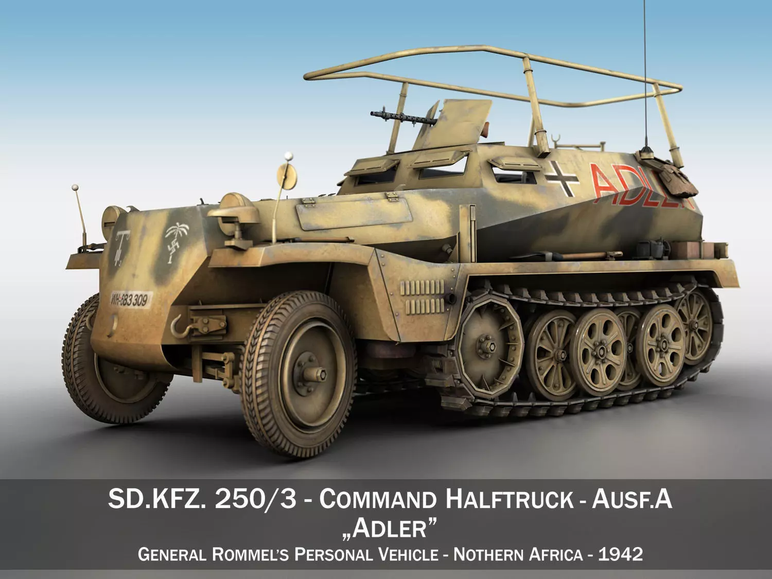 SD KFZ 250 3 - Adler - Halftrack command variant 3D model_0