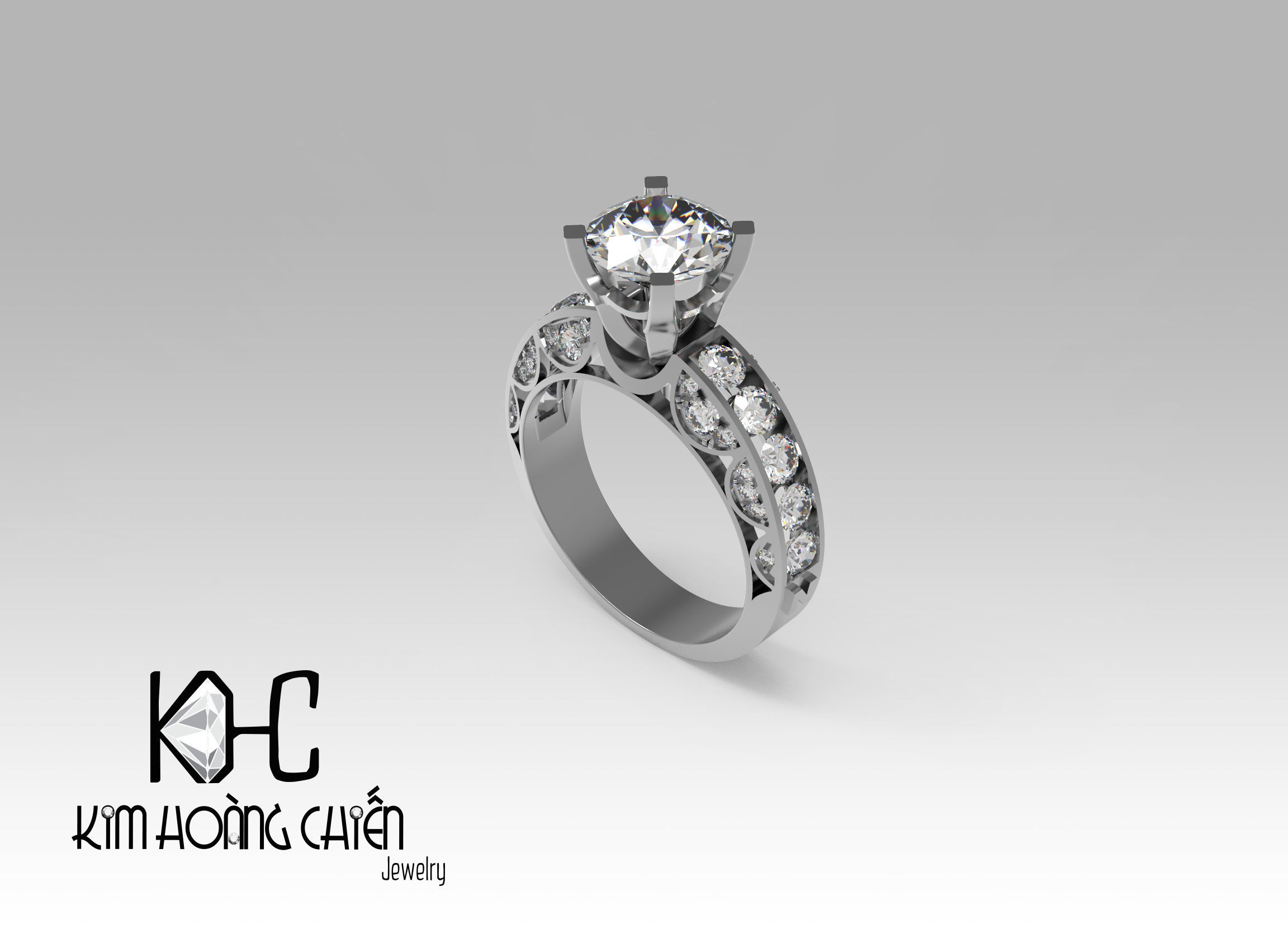Rings-0489 -3dm with diamond -1 Files 3D print model  3D print model_2