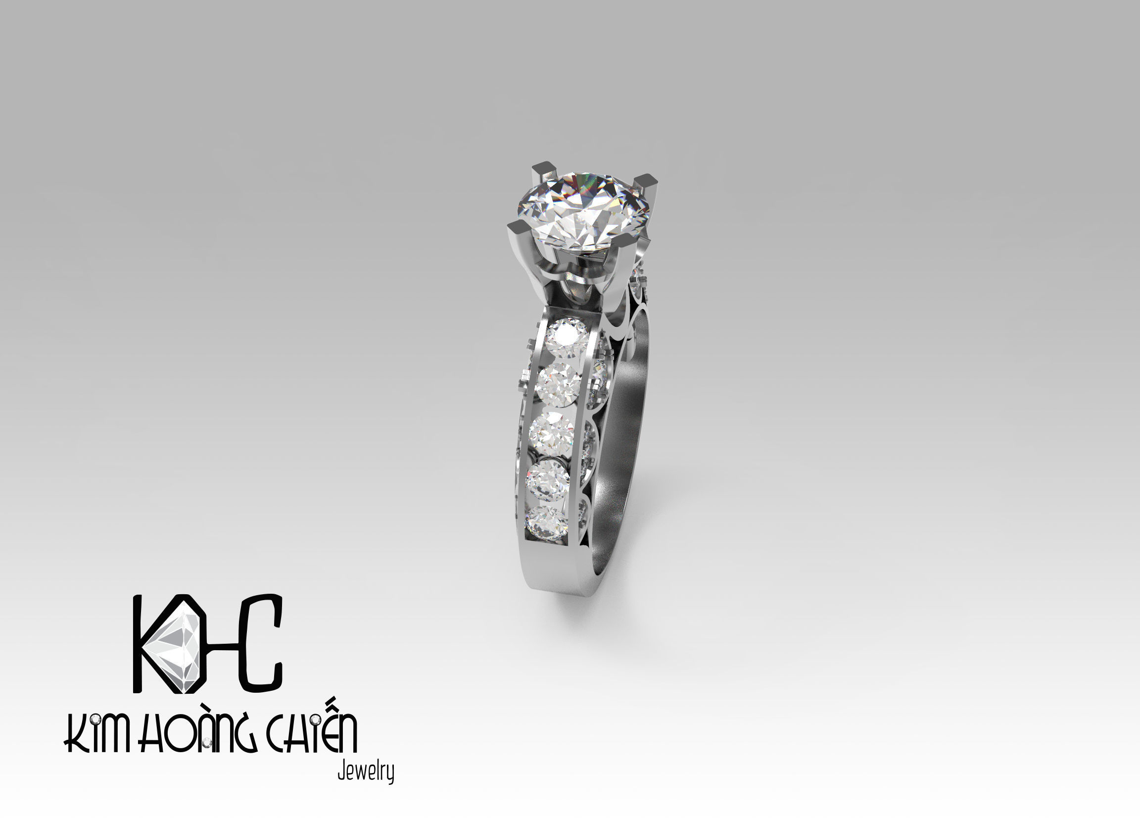 Rings-0489 -3dm with diamond -1 Files 3D print model  3D print model_8