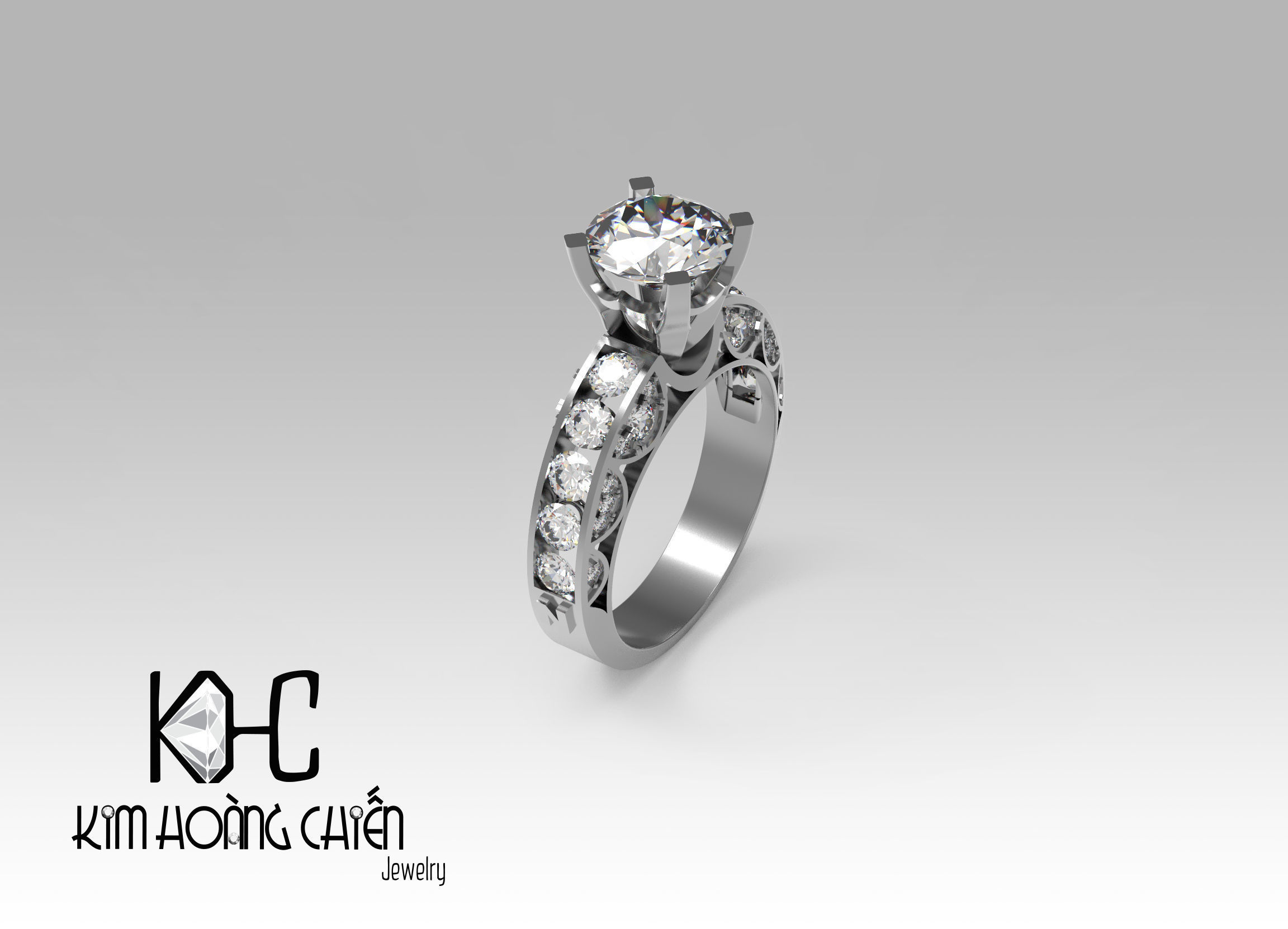 Rings-0489 -3dm with diamond -1 Files 3D print model  3D print model_4