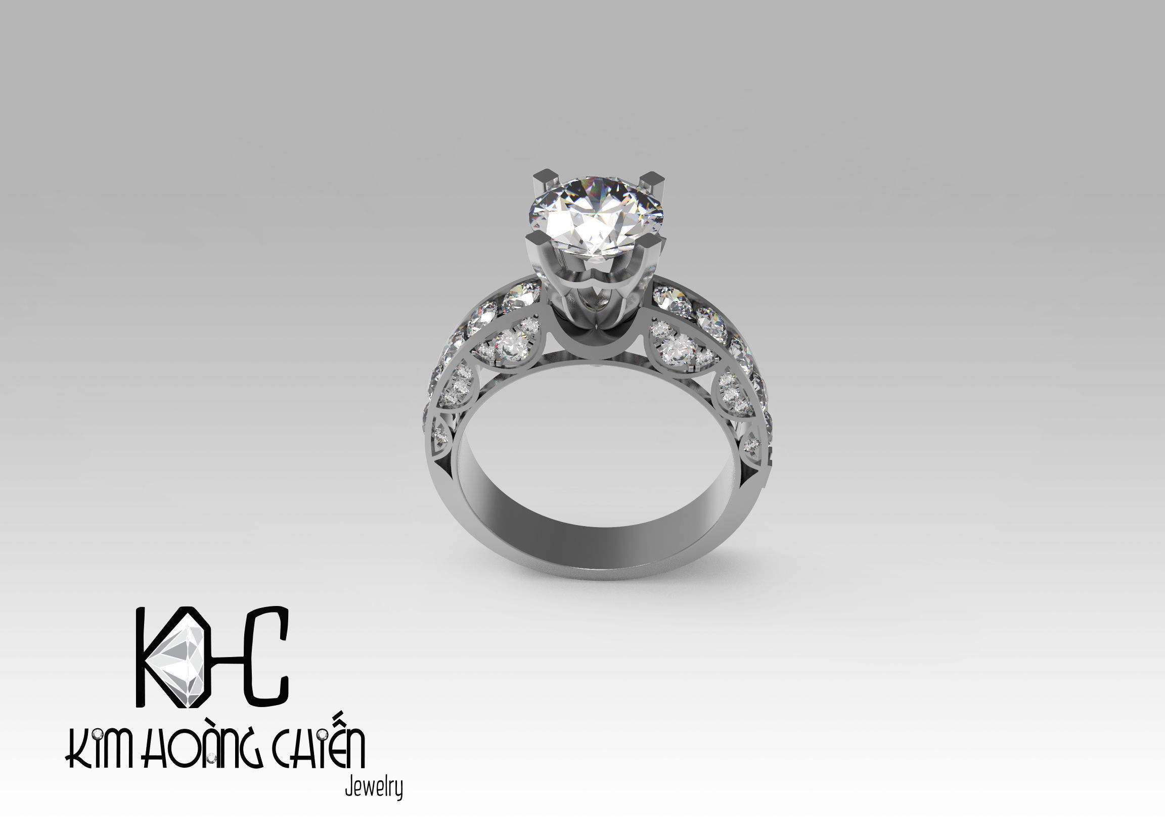 Rings-0489 -3dm with diamond -1 Files 3D print model  3D print model_1