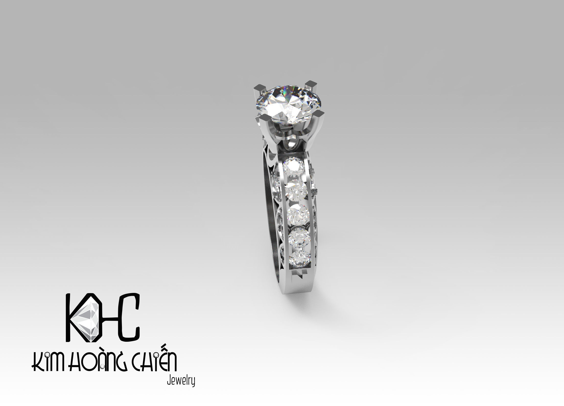 Rings-0489 -3dm with diamond -1 Files 3D print model  3D print model_3