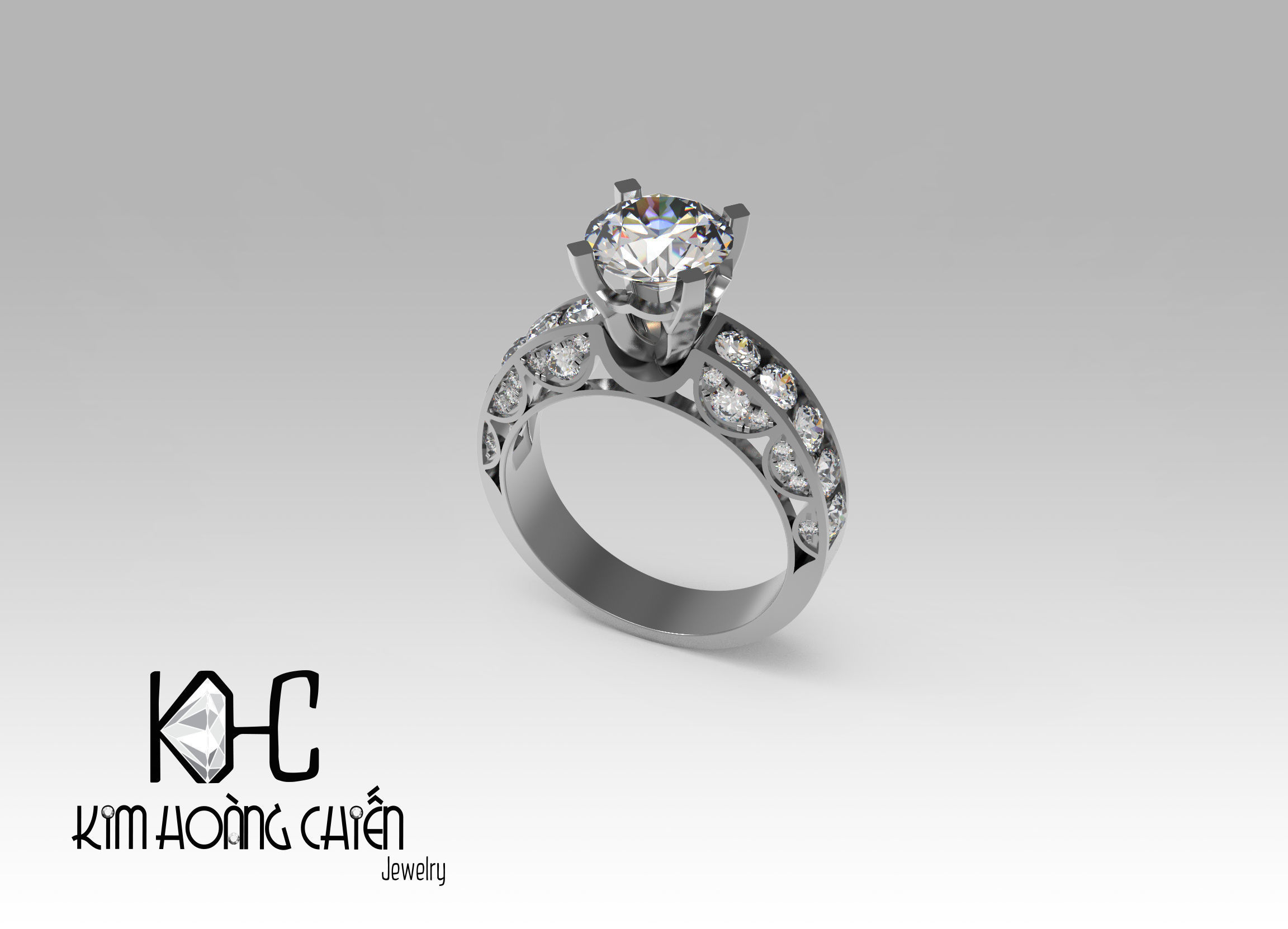 Rings-0489 -3dm with diamond -1 Files 3D print model  3D print model_6