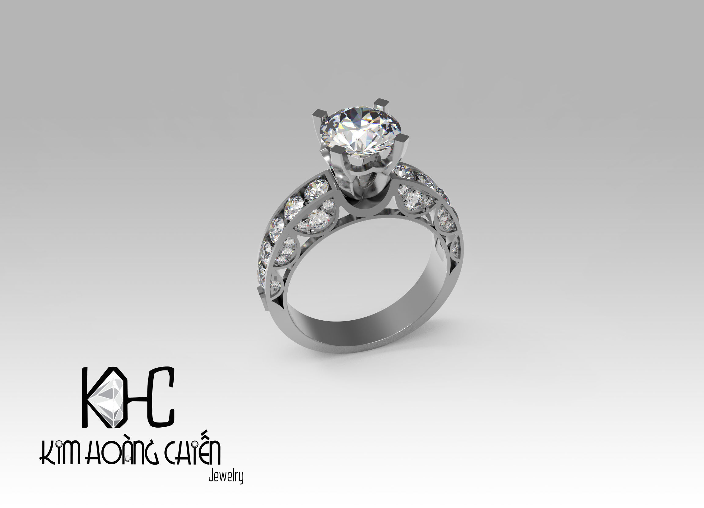 Rings-0489 -3dm with diamond -1 Files 3D print model  3D print model_5