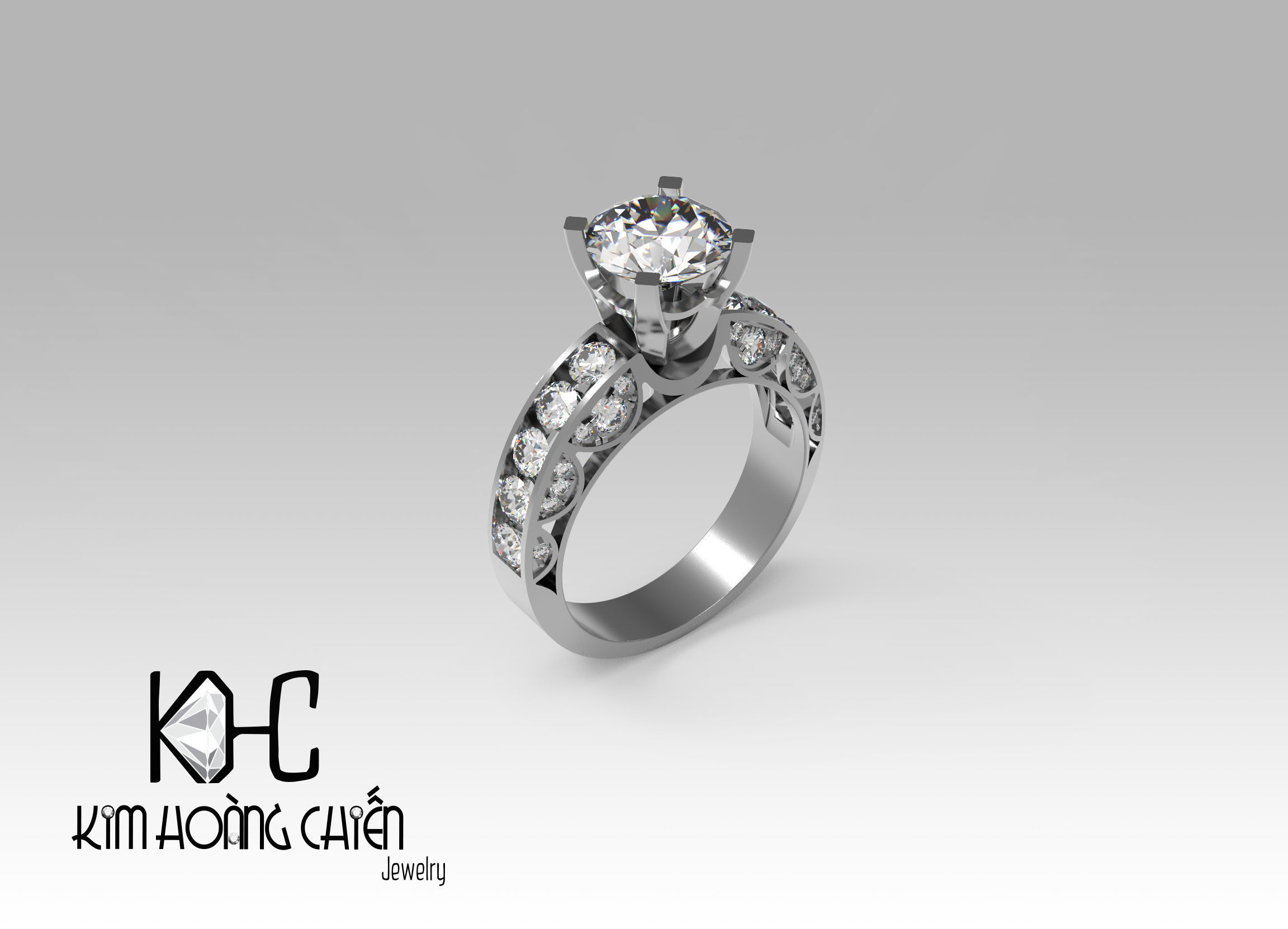 Rings-0489 -3dm with diamond -1 Files 3D print model  3D print model_9