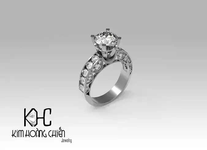 Rings-0489 -3dm with diamond -1 Files 3D print model  3D print model