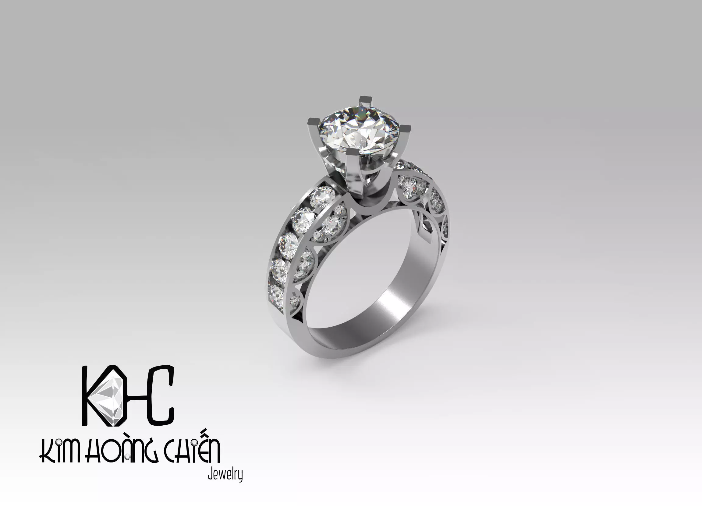 Rings-0489 -3dm with diamond -1 Files 3D print model  3D print model_0