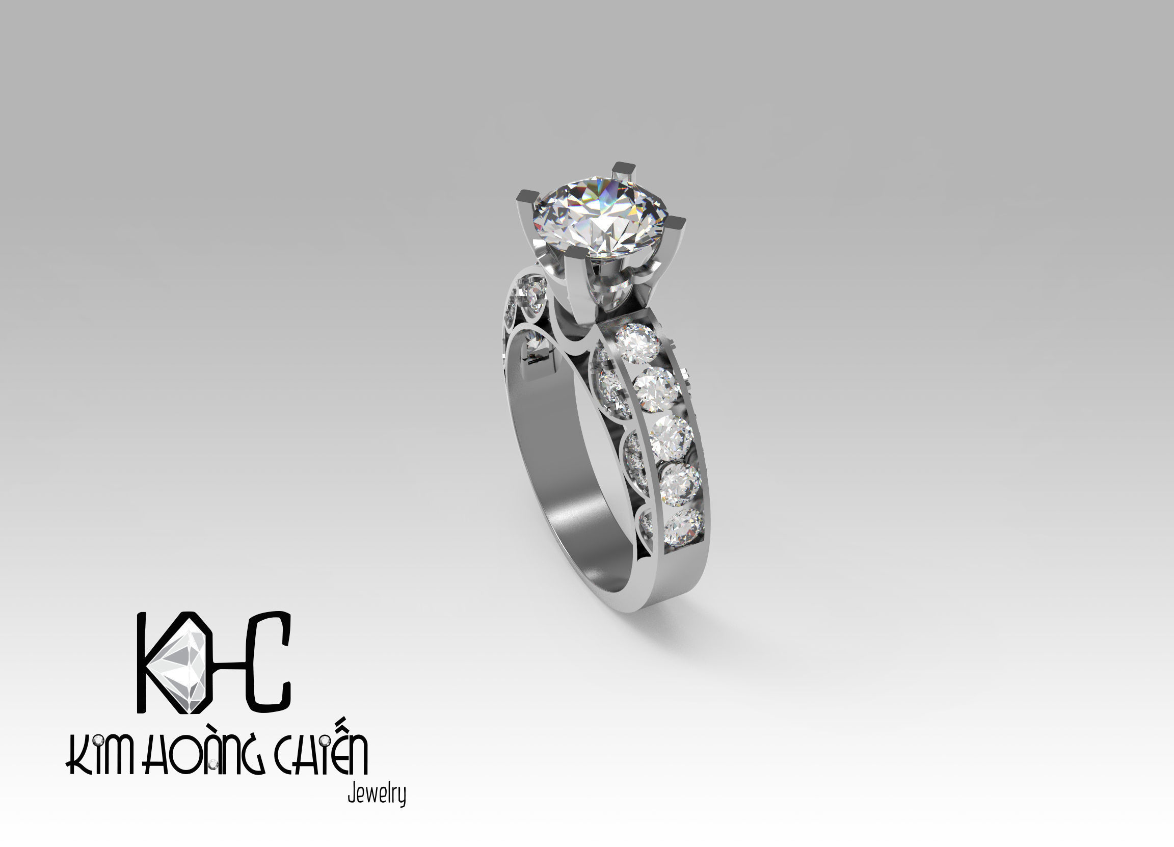 Rings-0489 -3dm with diamond -1 Files 3D print model  3D print model_7