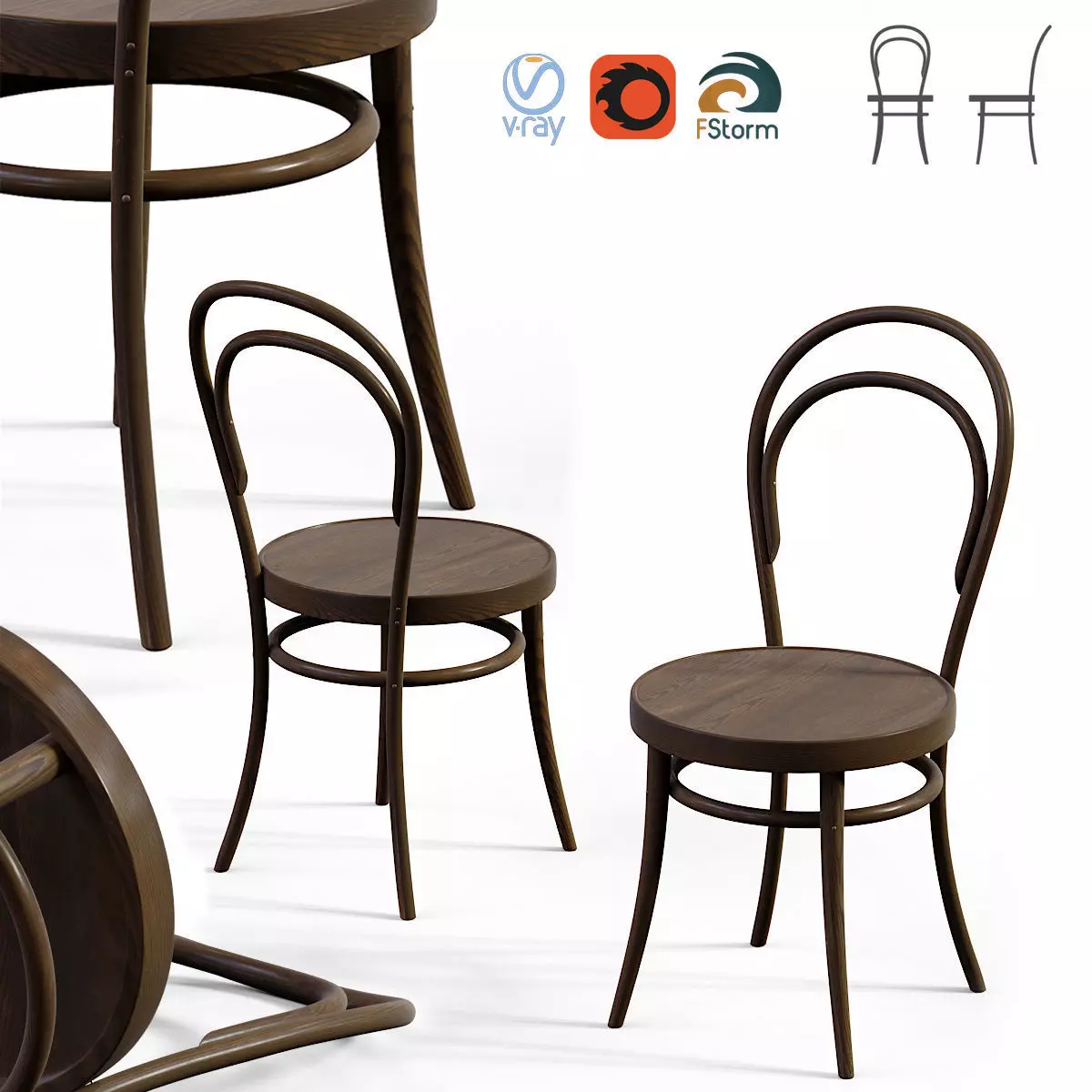 Bent Wood Chair 3D model