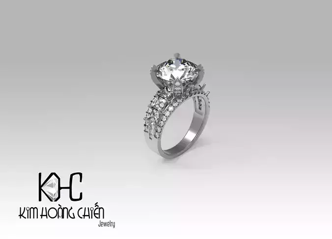 Rings-0490-3dm with diamond -1 Files 3D print model  3D print model