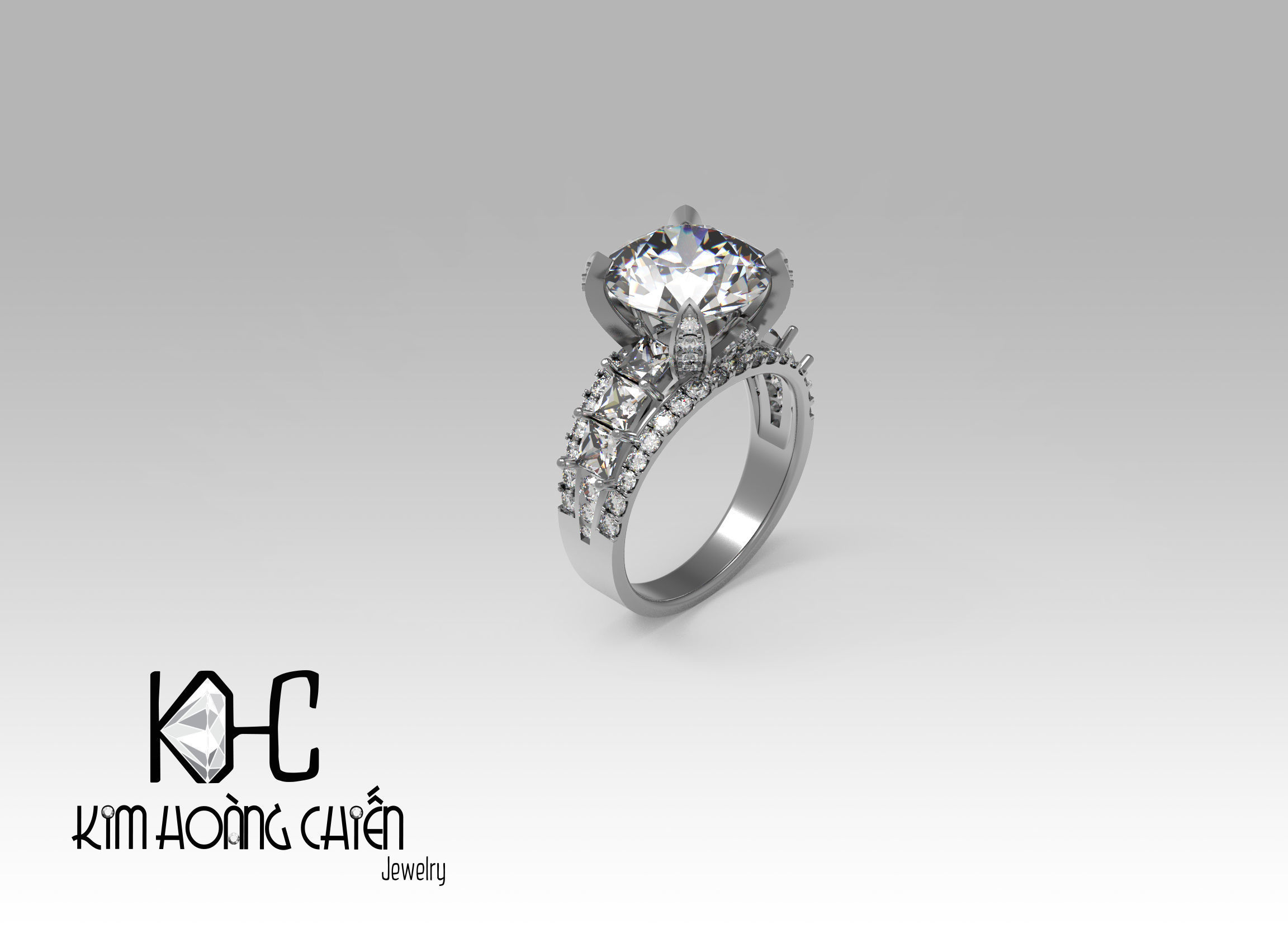Rings-0490-3dm with diamond -1 Files 3D print model  3D print model_9