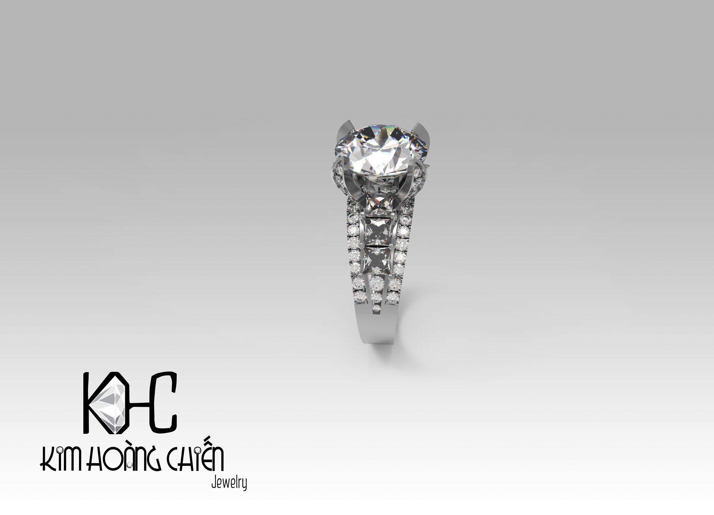 Rings-0490-3dm with diamond -1 Files 3D print model  3D print model_5