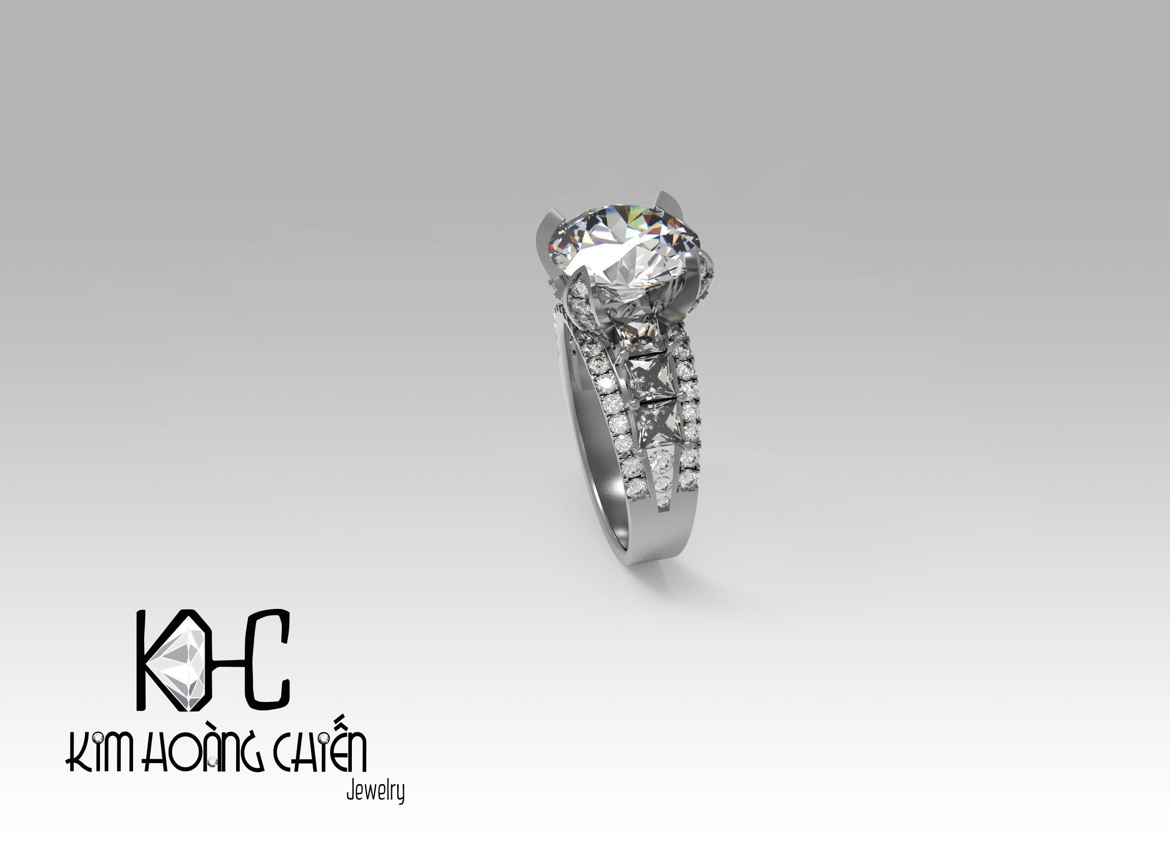 Rings-0490-3dm with diamond -1 Files 3D print model  3D print model_3