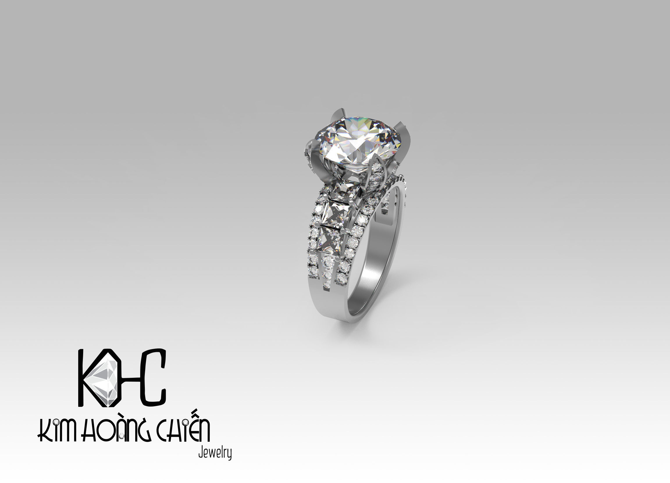 Rings-0490-3dm with diamond -1 Files 3D print model  3D print model_4
